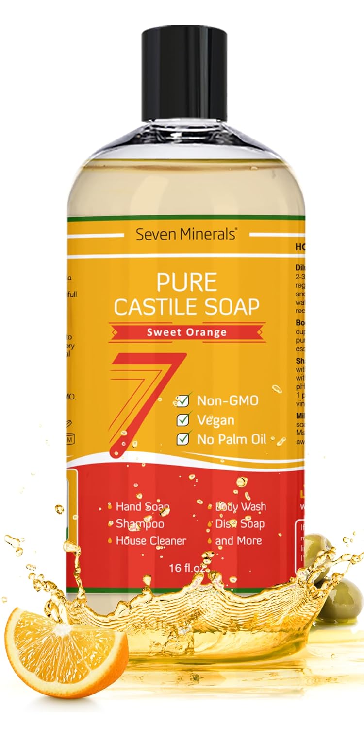 Detalle de Seven Minerals Pure Castile Soap, 16 oz, Vegan and Palm Oil-Free