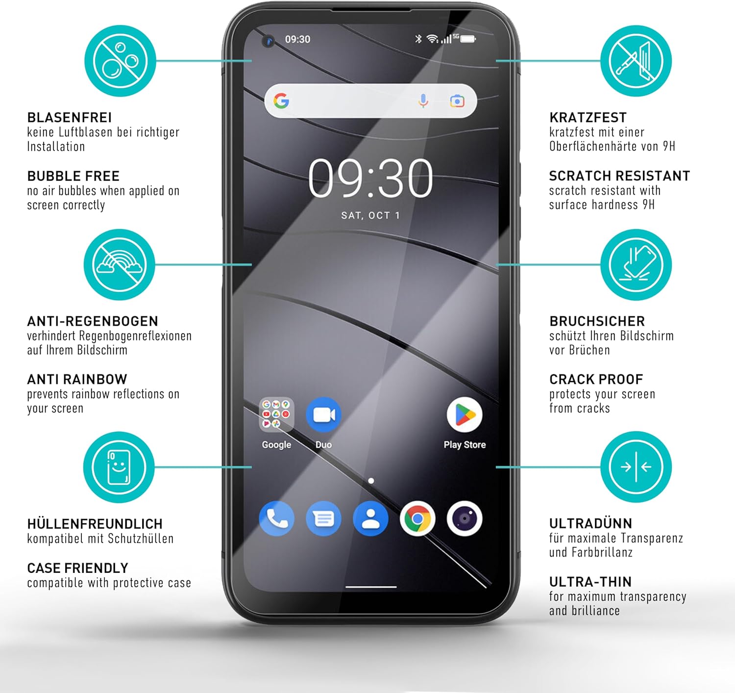 Detalle 2 de SmarTect Glass Screen Protectors for Gigaset GX6, 3-Pack, 0.3 mm 9H Glass