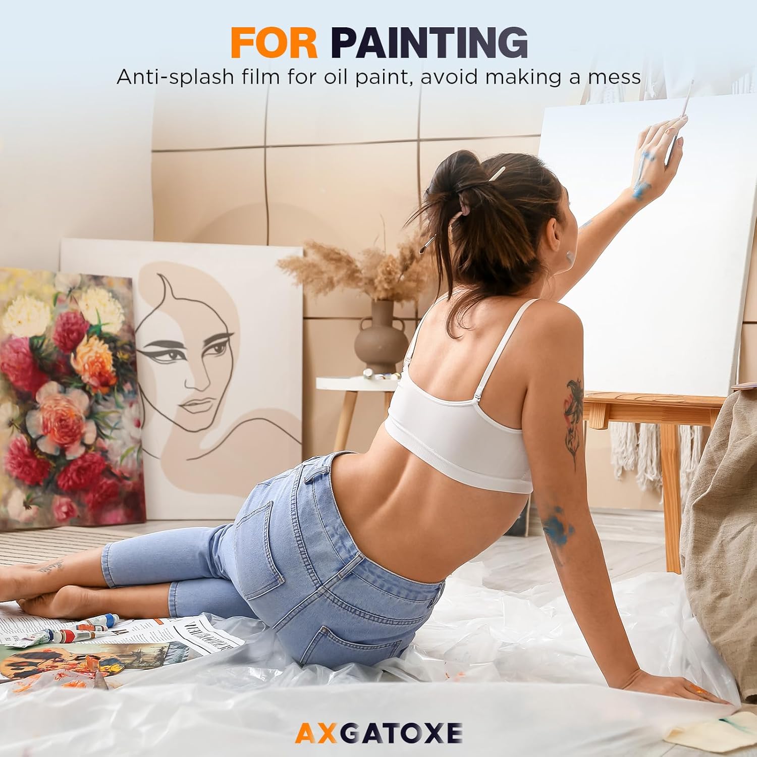 Thumbnail 3 de 12 x 9 Ft Plastic Sheet Drop Cloths (30-Pack) for Painting & Waterproof Protection