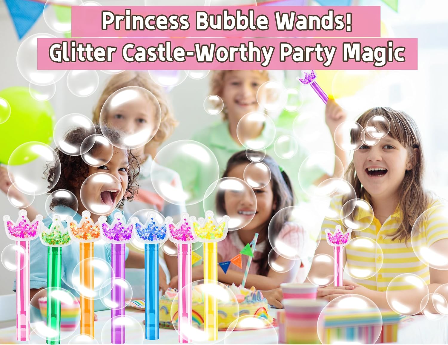 Thumbnail 6 de PLOUGVI 202410-03 Glitter Crown Bubble Wands, 24-Pack, 6 Colors