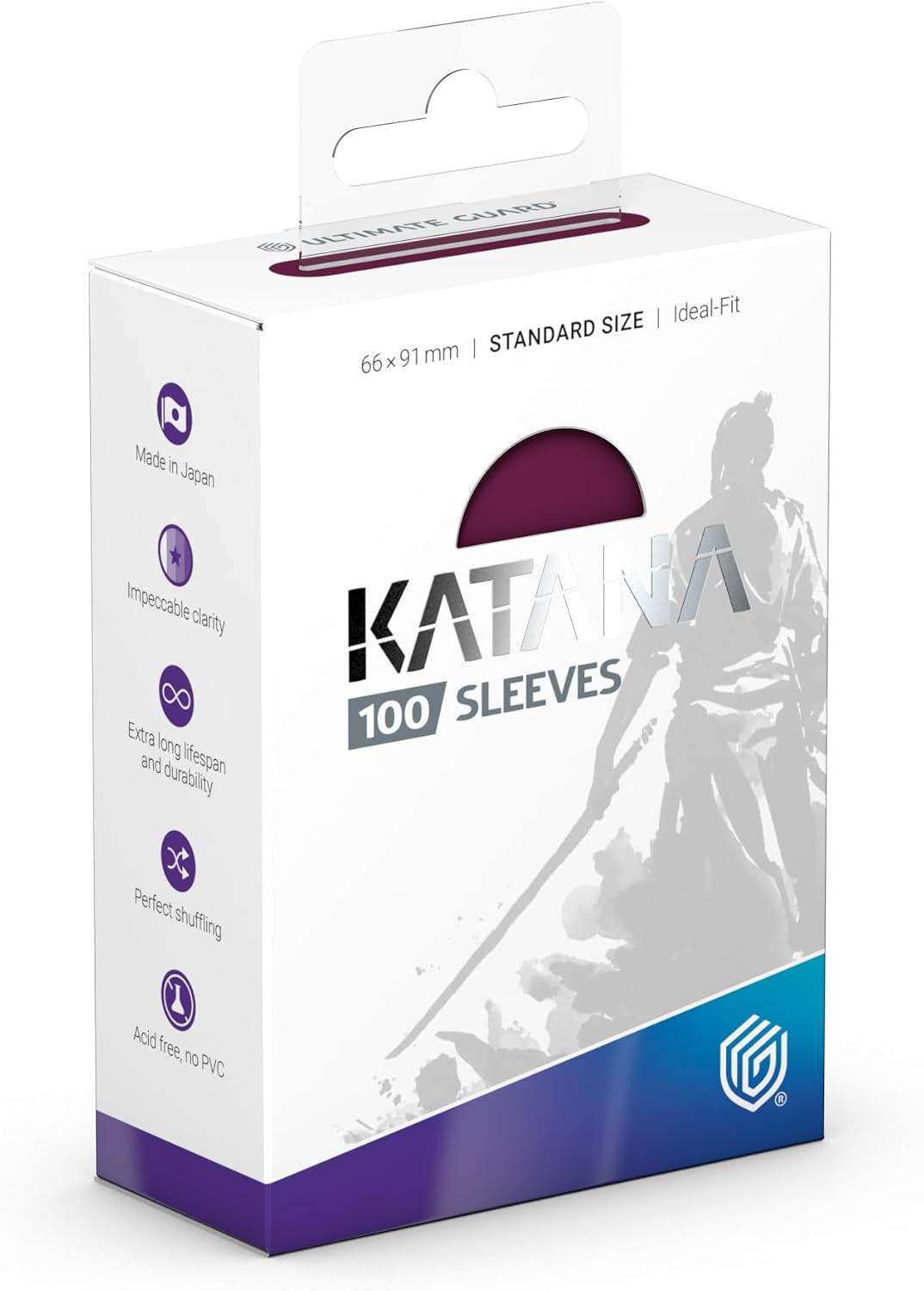 Thumbnail 1 de Ultimate Guard Katana-kortfickor, 100 st, 66 × 91 mm, plommonfärgad baksida