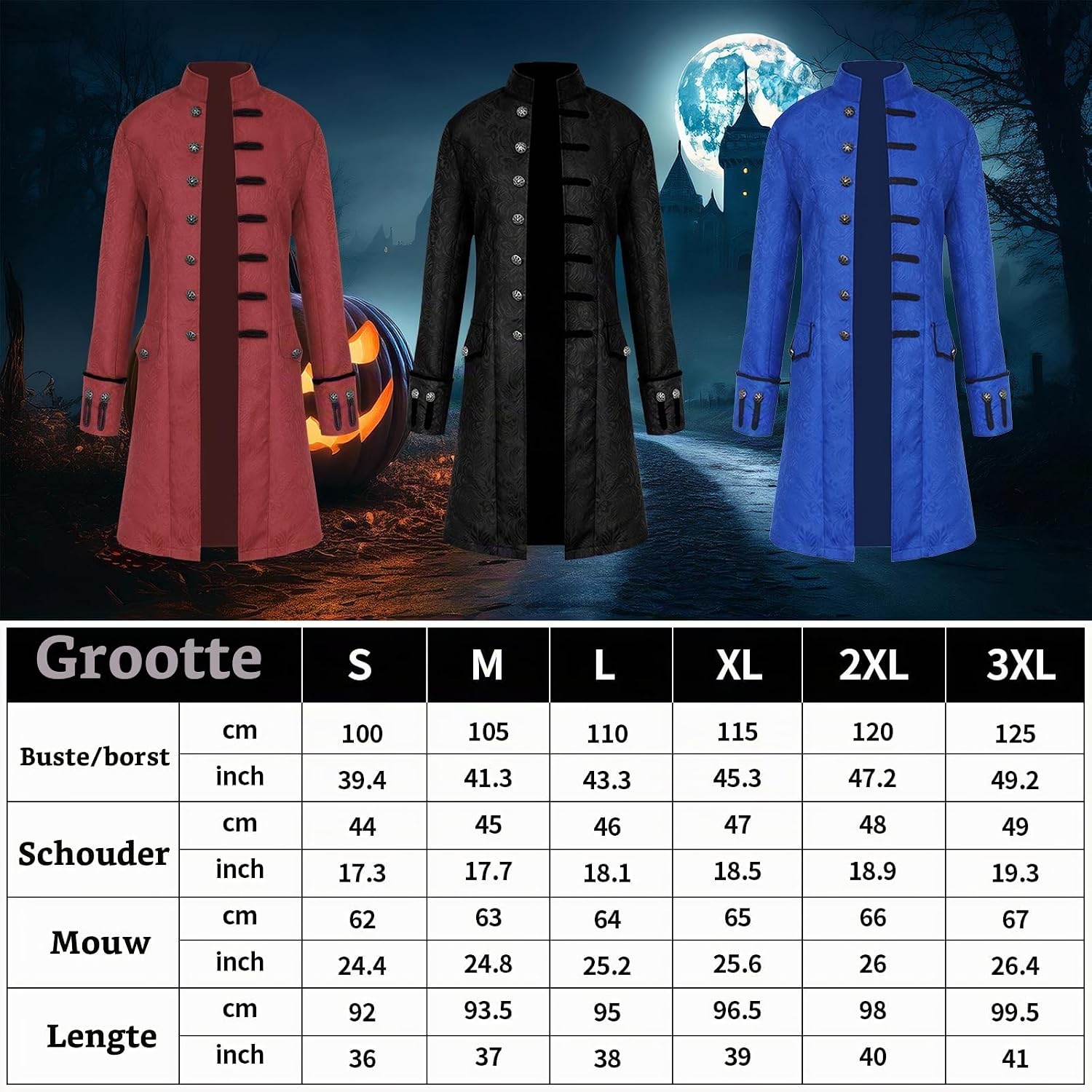 Detalle 2 de YQVGFBY steampunkjas voor heren, middeleeuwse tailcoat voor cosplay en Halloween