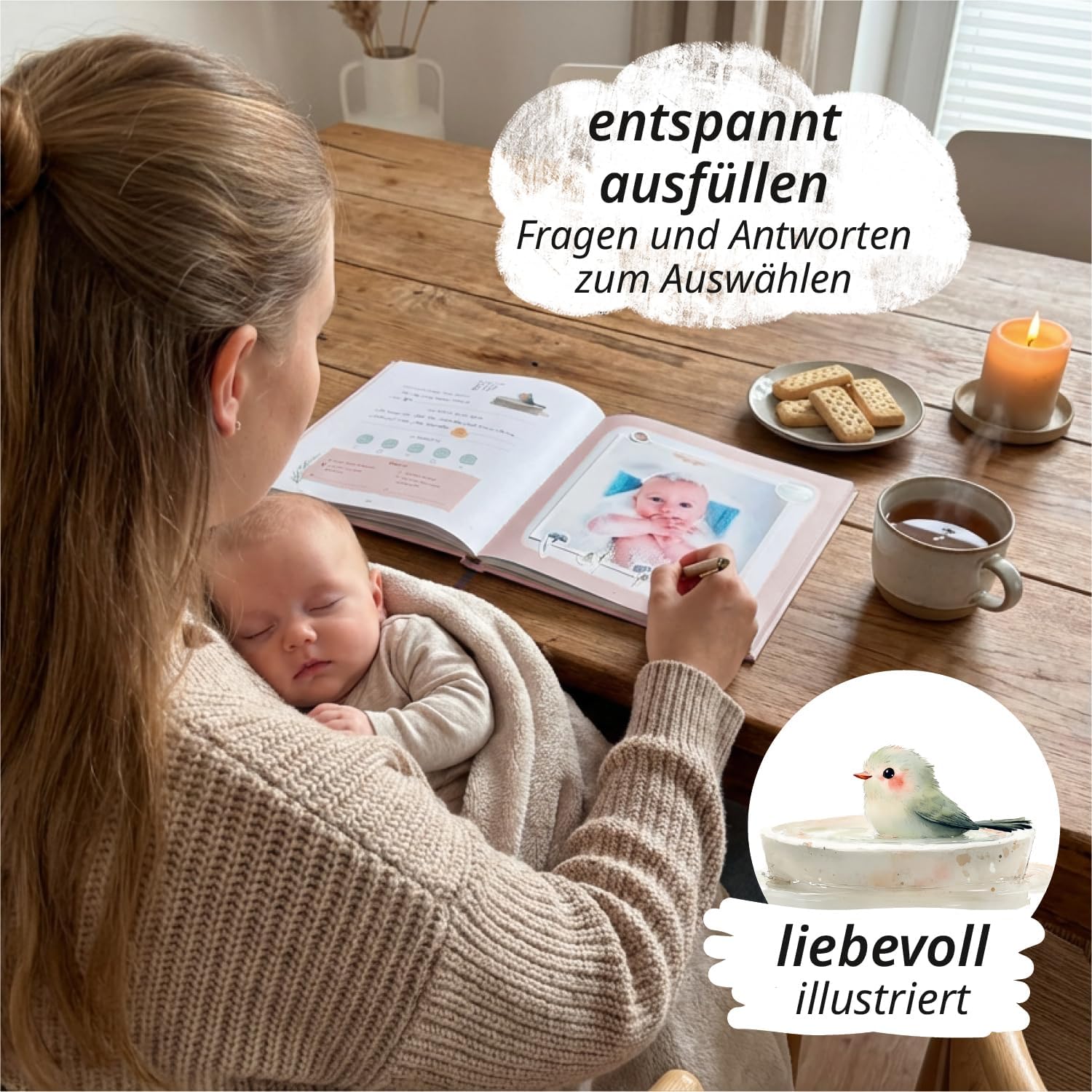 Thumbnail 4 de Mein erstes Jahr Babyalbum von Rabano Art – Erinnerungsbuch mit Goldprägung, Rosa, 80 Seiten