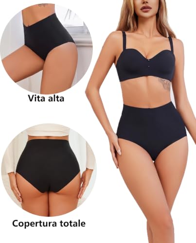 Detalle de ALL OF SHE Confezione da 5 Mutande da Donna a Vita Alta senza cuciture – XS-3XL