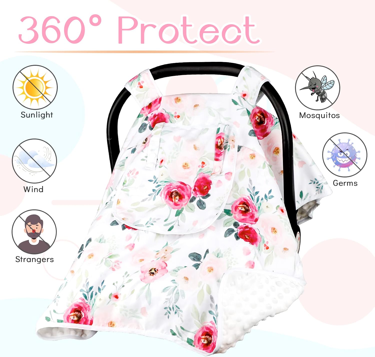 Detalle 2 de TANOFAR Baby Car Seat Cover, Floral