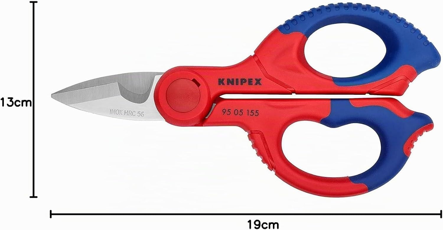 Detalle 2 de Knipex 95 05 155 SB — ciseaux d’électricien bi-matière renforcés de fibres de verre (155 mm)