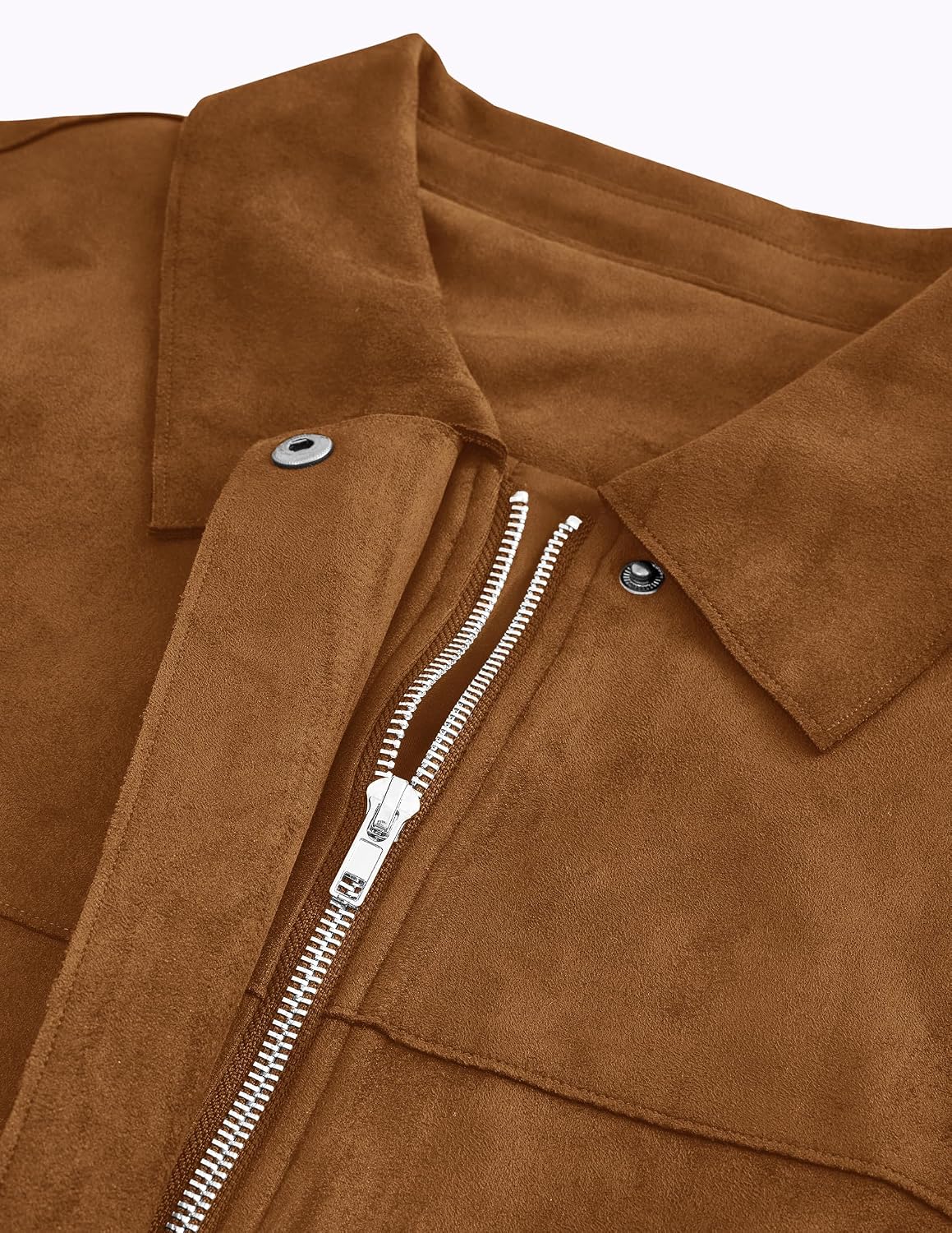 Detalle 2 de PRETTYGARDEN Faux Suede Cropped Jacket