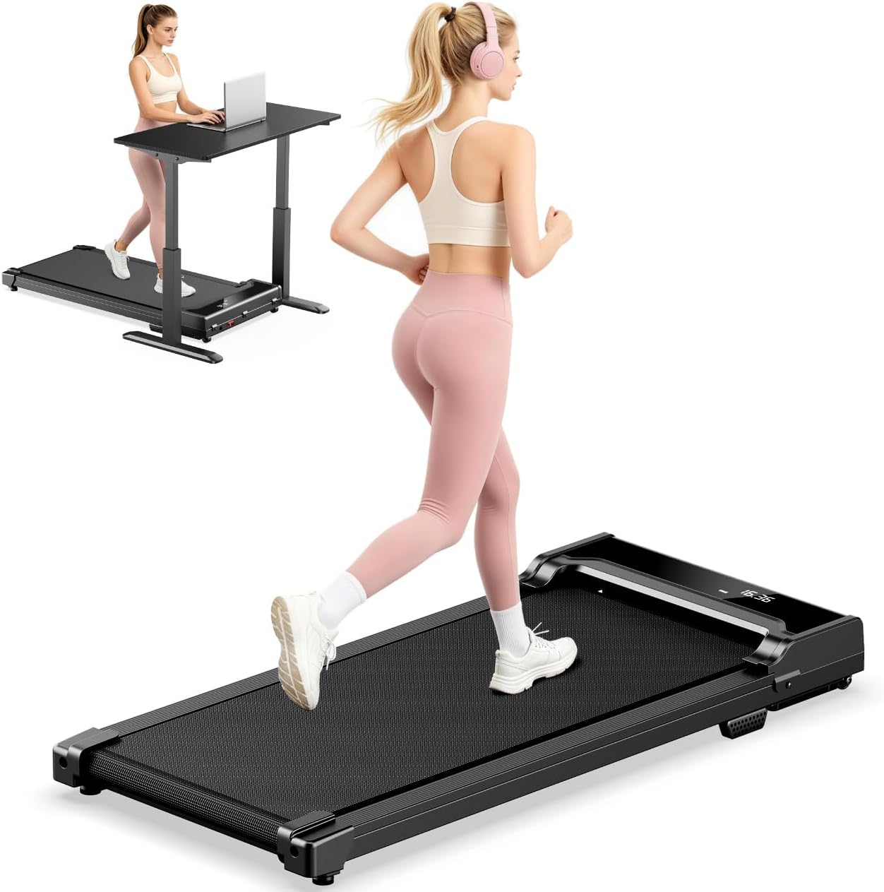 Detalle de Rythkore Walking Pad Treadmill with Remote, 0.6–4.0 MPH, Compact Design