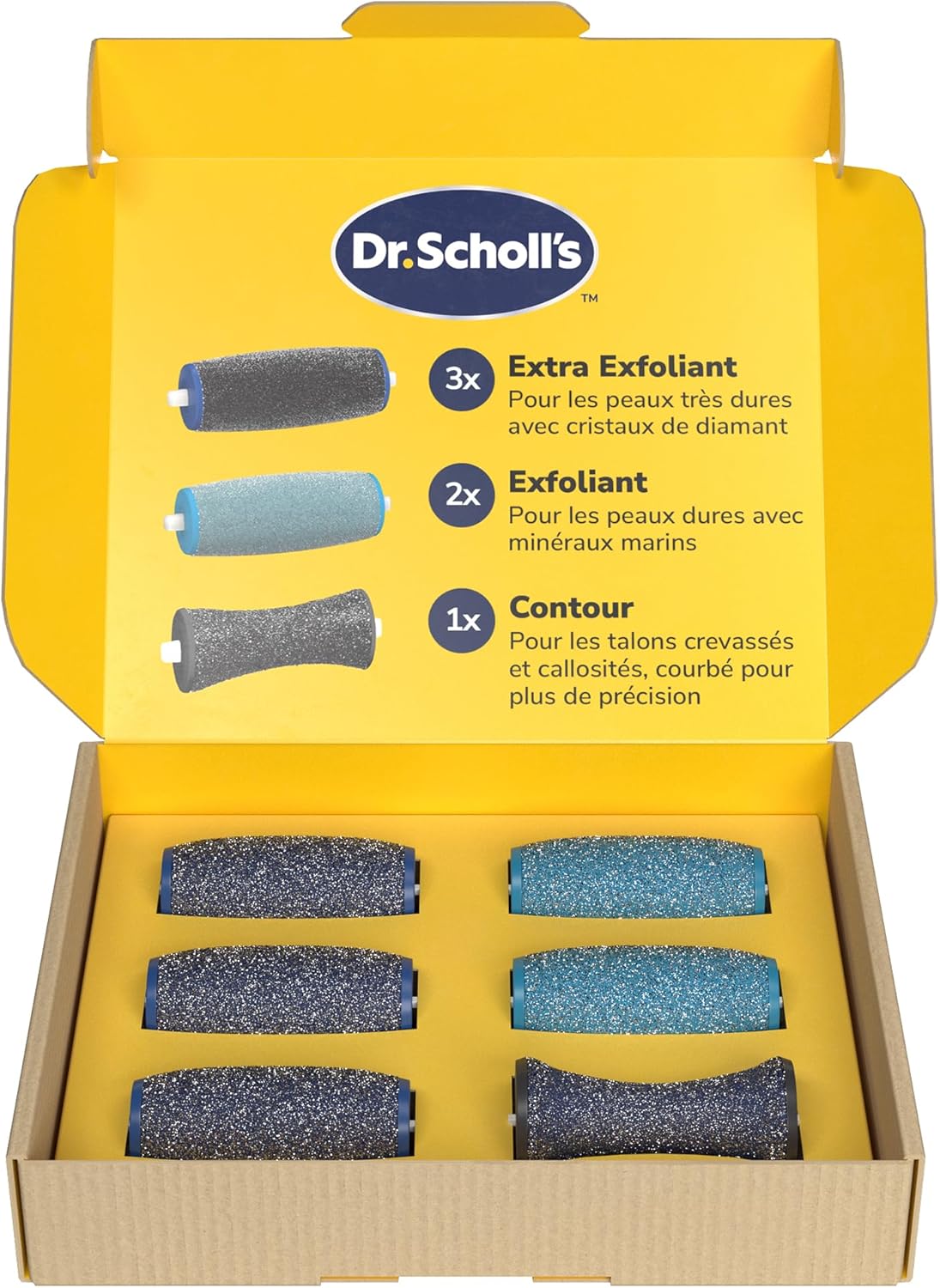 Dr. Scholl's Pack de 6 Rouleaux de remplacement pour râpe électrique – Essentials pour des pieds plus lisses