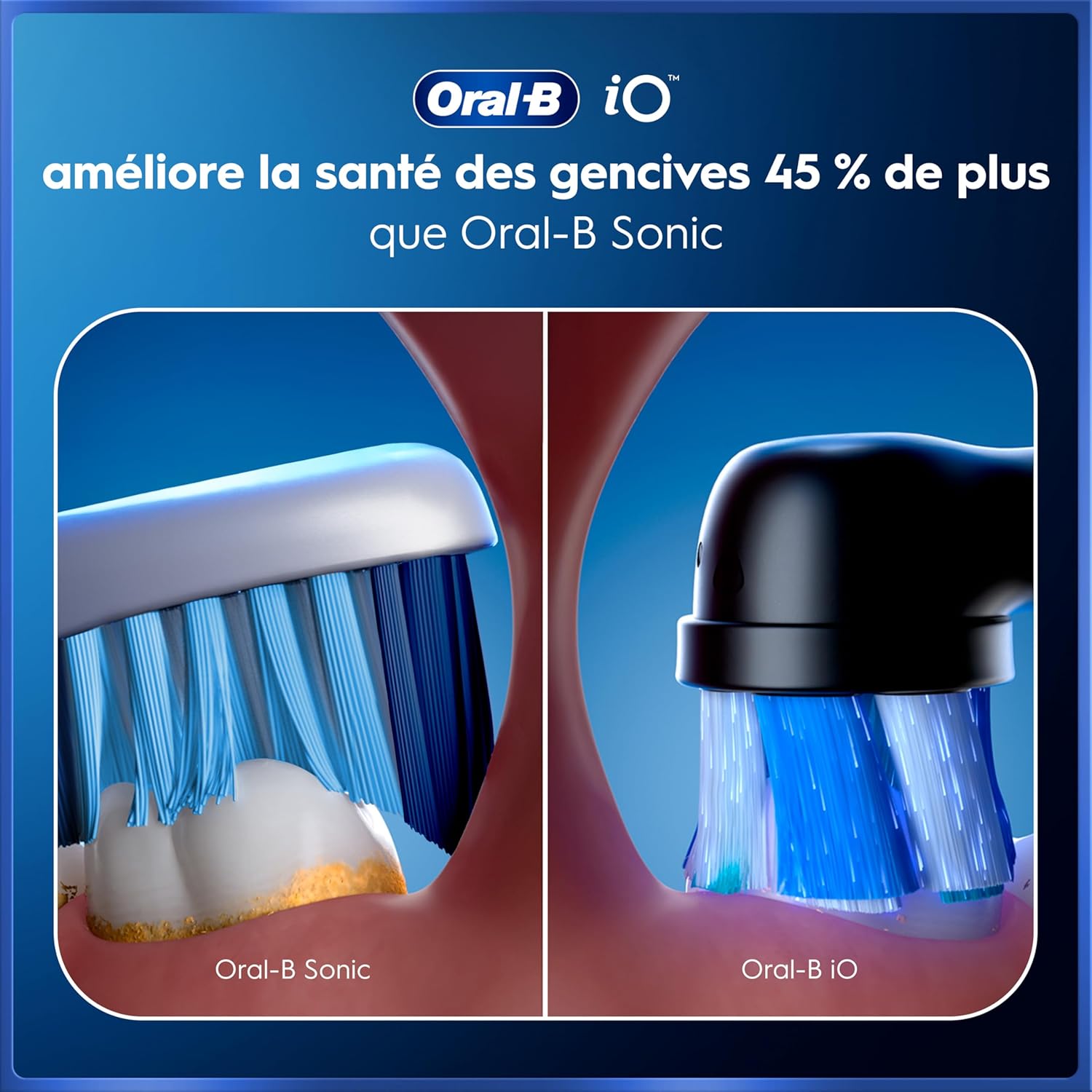 Detalle 2 de Oral-B iO 5 noire : brosse à dents électrique iO 5 avec 5 modes, capteur de pression et étui de voyage