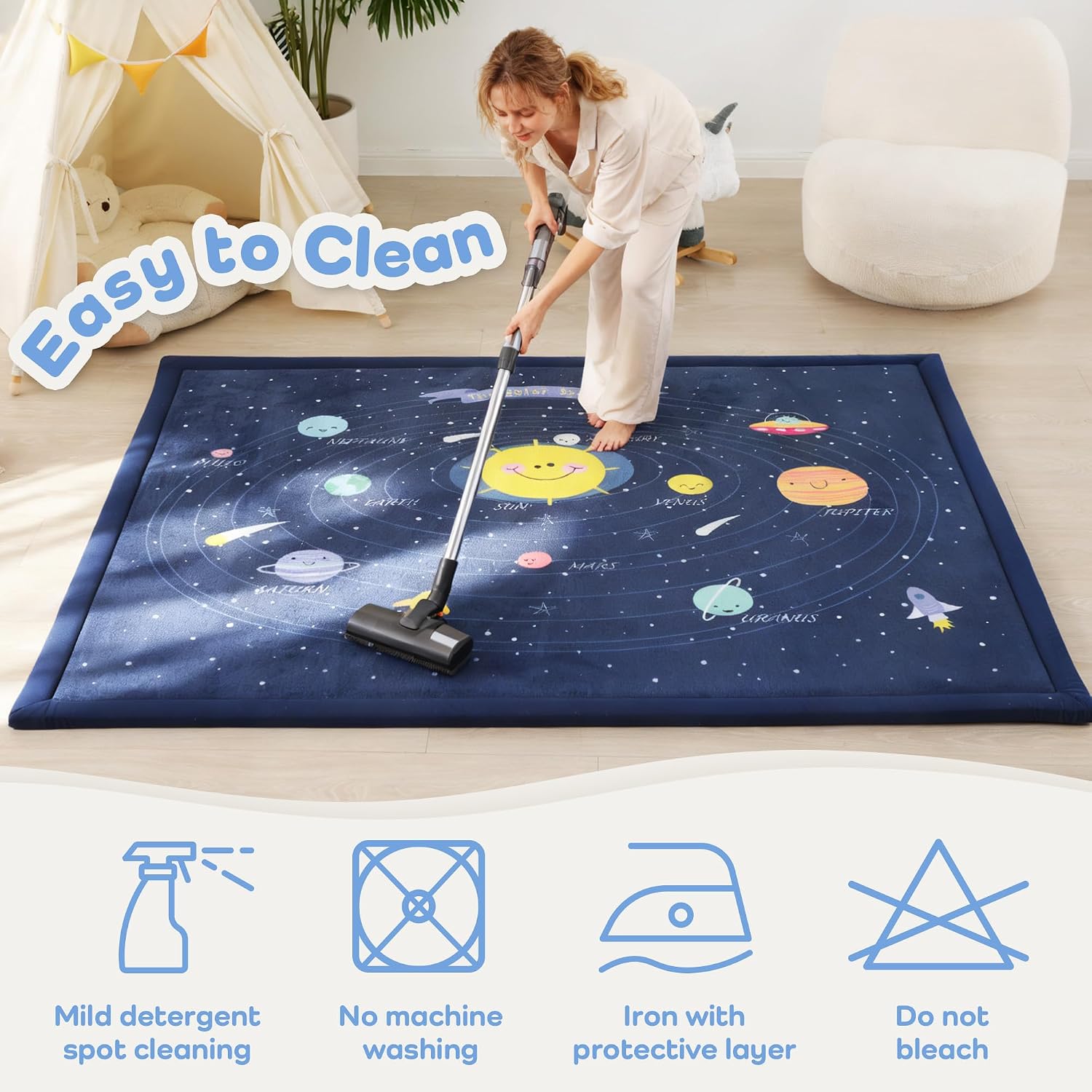 Detalle de PaPaMat 1.3-Inch Memory Foam Baby Play Mat, Solar System Design, 79 x 118 Inches