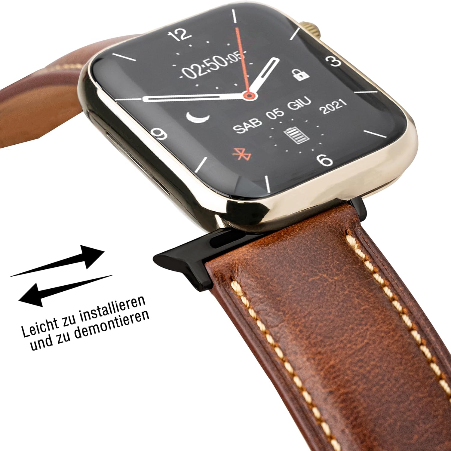 Detalle de Gomvadr Apple Watch leather band, 45mm