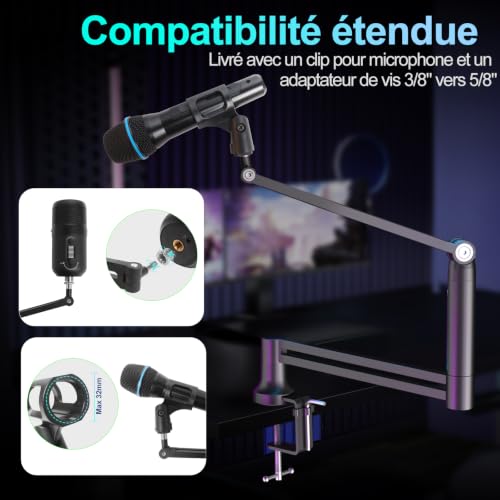 Detalle de Socodox Bras de Microphone à Profil Bas pour Streaming & Podcasting