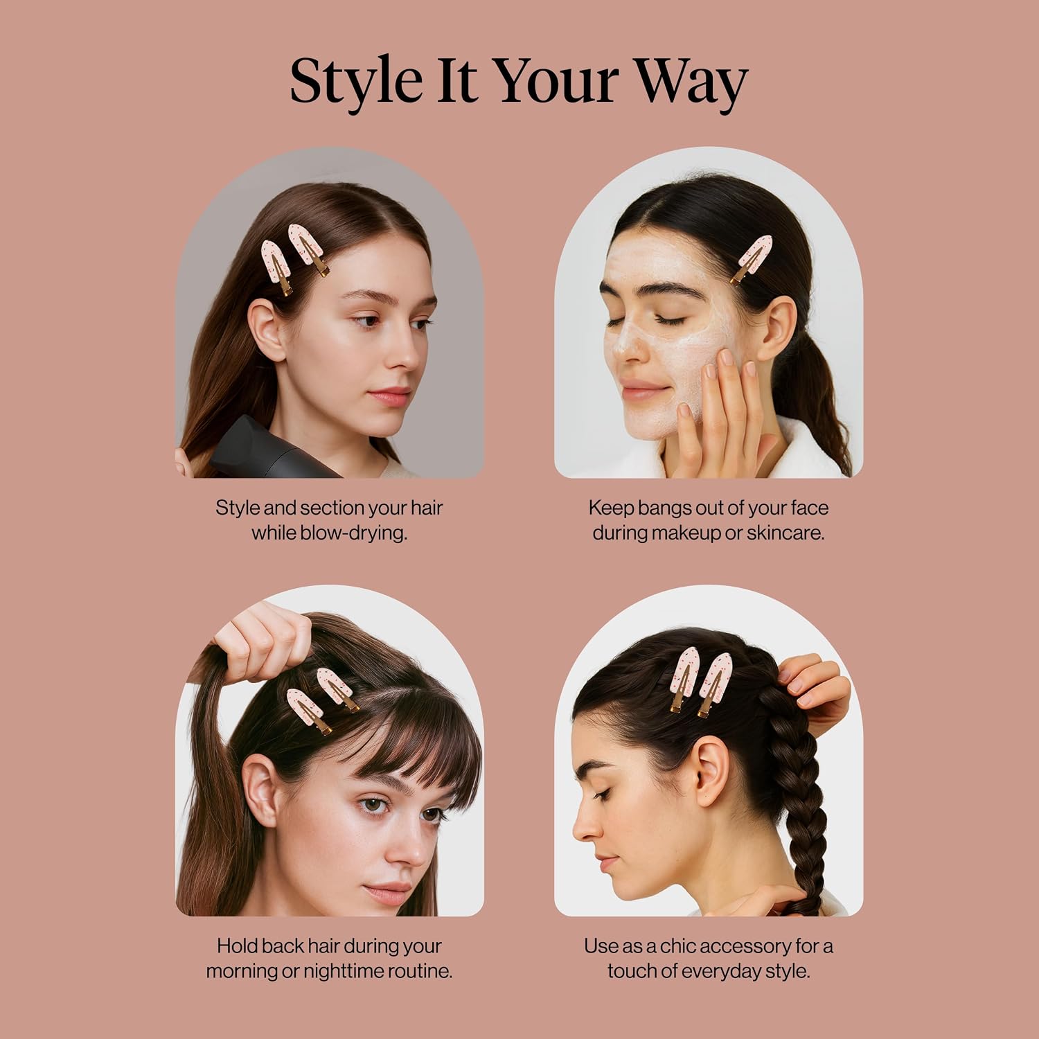 Thumbnail 6 de Kitsch Creaseless Hair Clips for Women – Cherry Print, No Crease, No Bend (4 Pack)