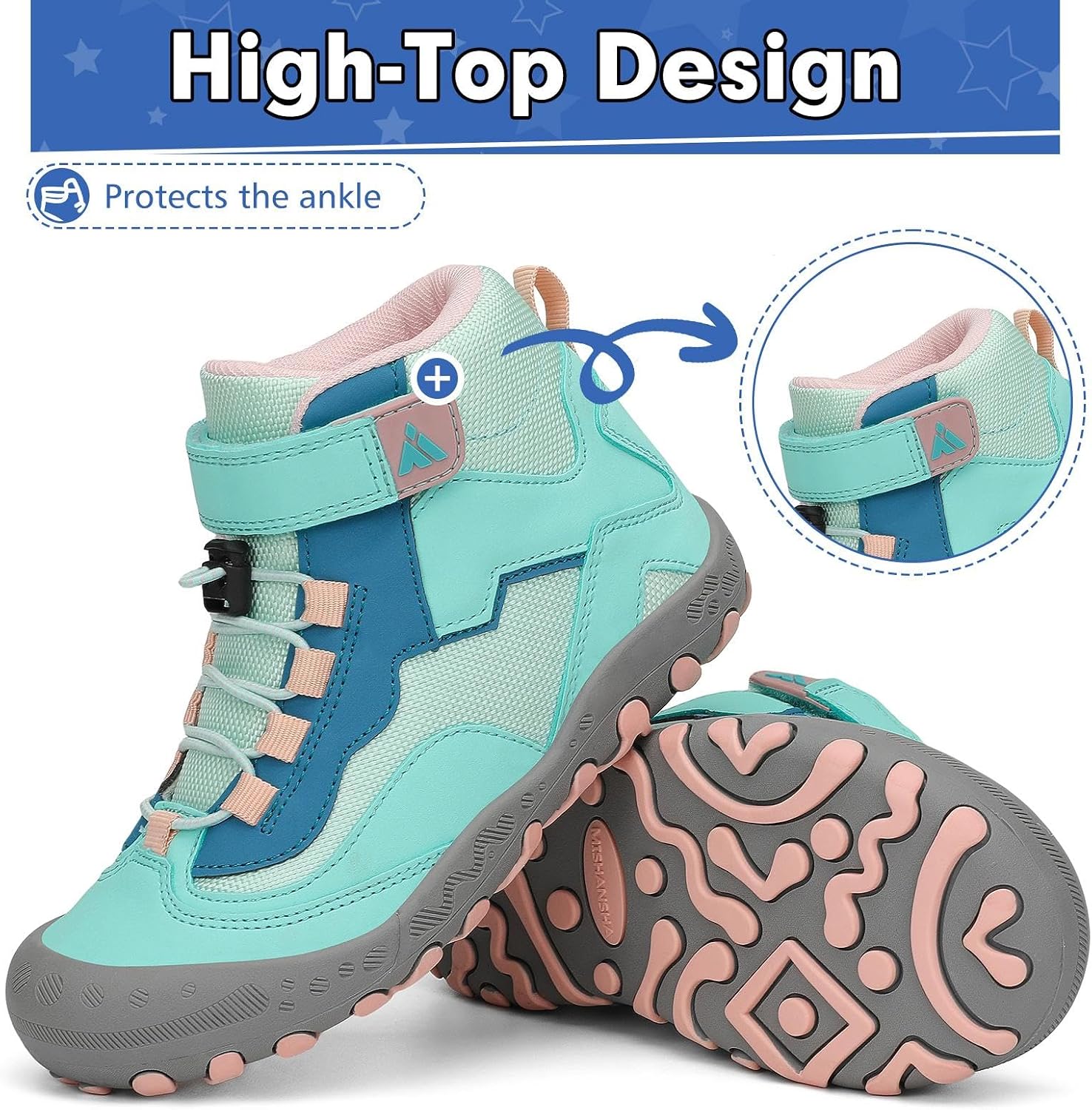 Thumbnail 6 de Mishansha Kinder Wanderschuhe – Leichte Trekkingschuhe mit Klettverschluss, rutschfest und atmungsaktiv (Gr. 24–38)