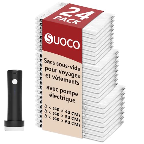 Detalle de SUOCO Sac sous vide vetement avec pompe électrique – 24 pièces