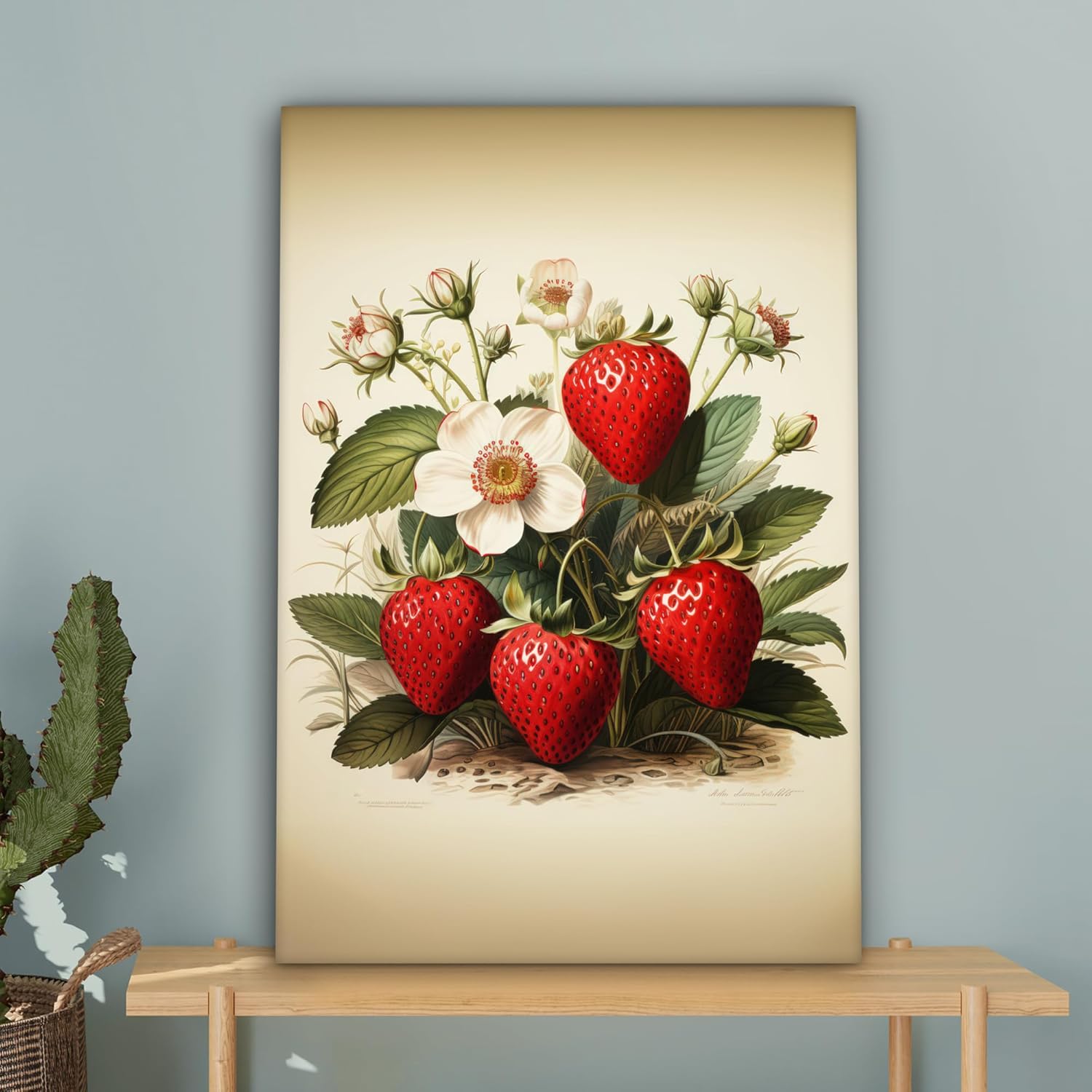 Thumbnail 6 de MuchoWow Impression sur toile murale 60x90 cm Fraises Plantes Fruits Nature, beige