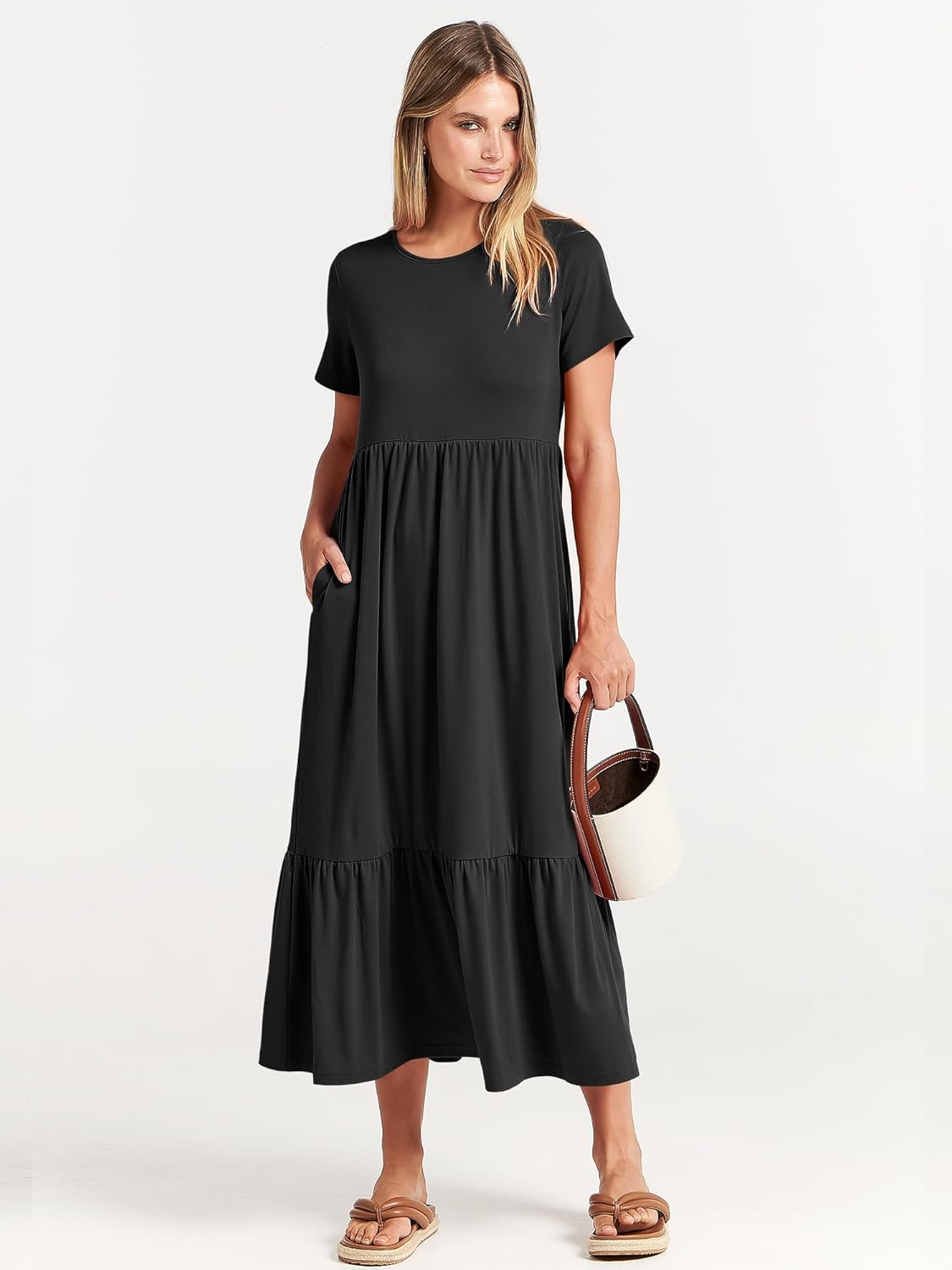 Thumbnail 5 de ANRABESS 2026 Summer Casual Maxi Dress — A-Line Tiered Flowy Dress with Pockets