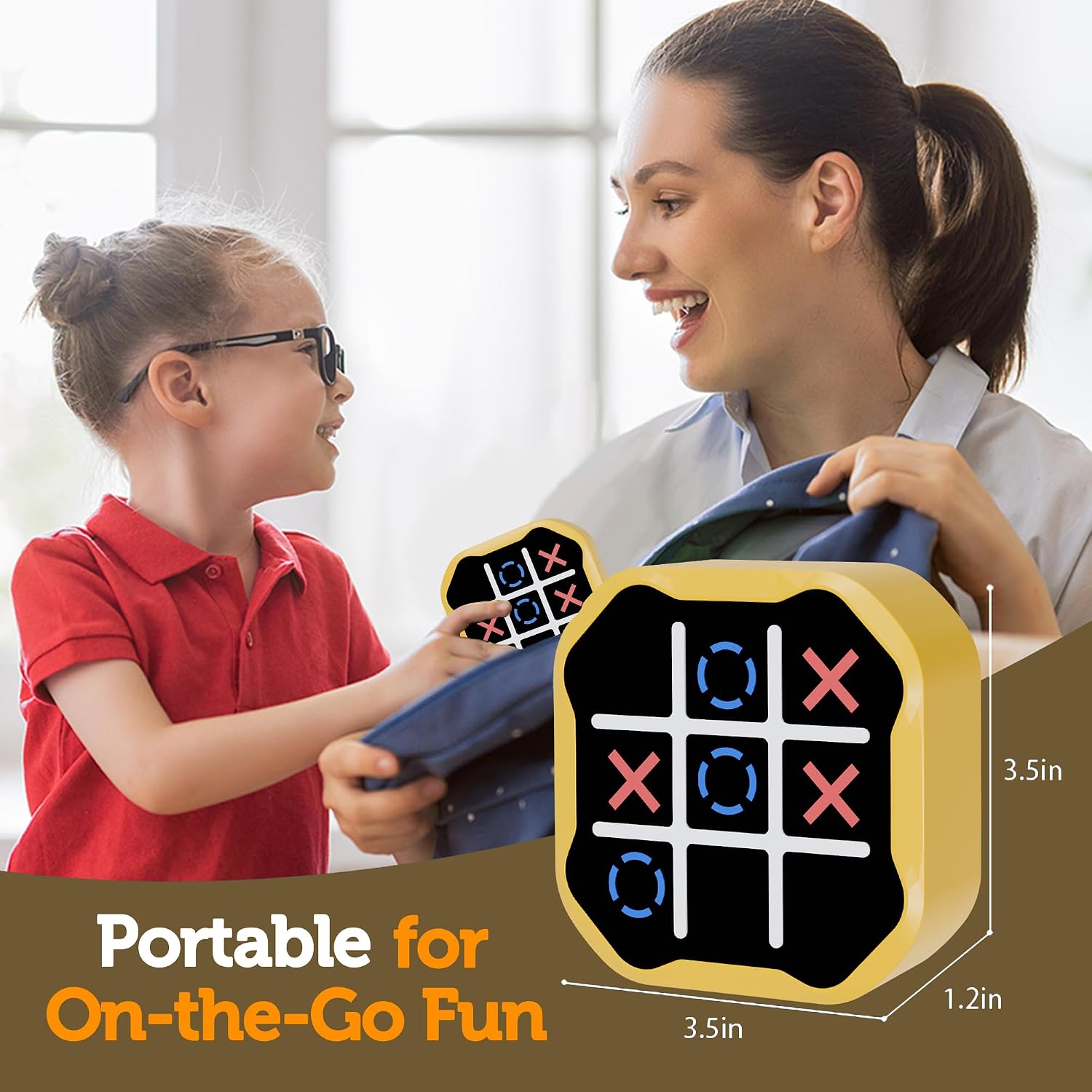 Detalle 2 de 3-in-1 Electronic Tic Tac Toe Toy – Handheld Family Travel Game with Silent Mode
