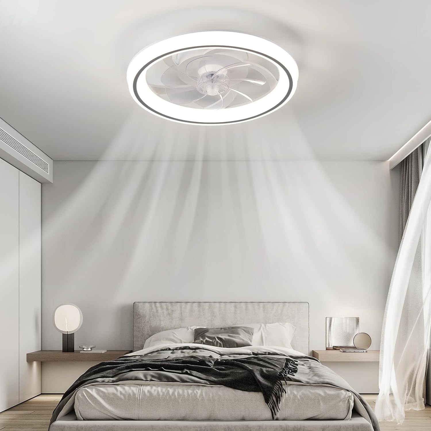 Detalle 2 de Harper Living 48cm Ceiling Fan with Lights & Remote: 6 Speeds, Dimmable LED, Quiet Operation