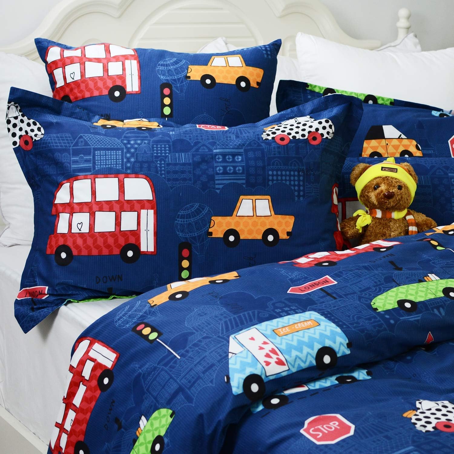 Thumbnail 1 de AShanlan Kinder-Bettwäsche 135x200 Jungen – Cars Auto-Design, 2-teiliges Mikrofaser-Set mit Kopfkissenbezug 80x80