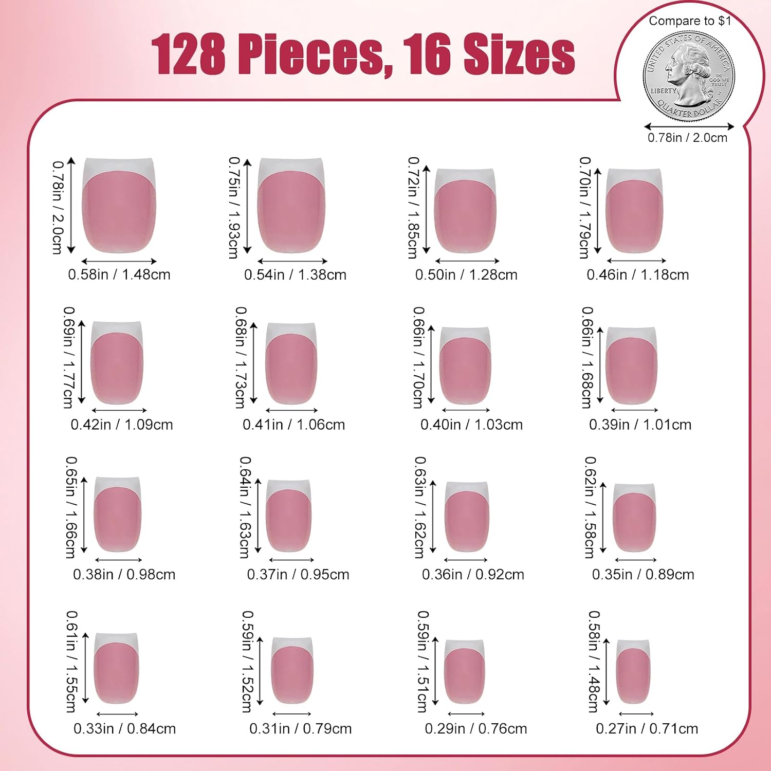 Detalle 2 de ADORYNIGIC Press-On Nails, 128-Piece Set
