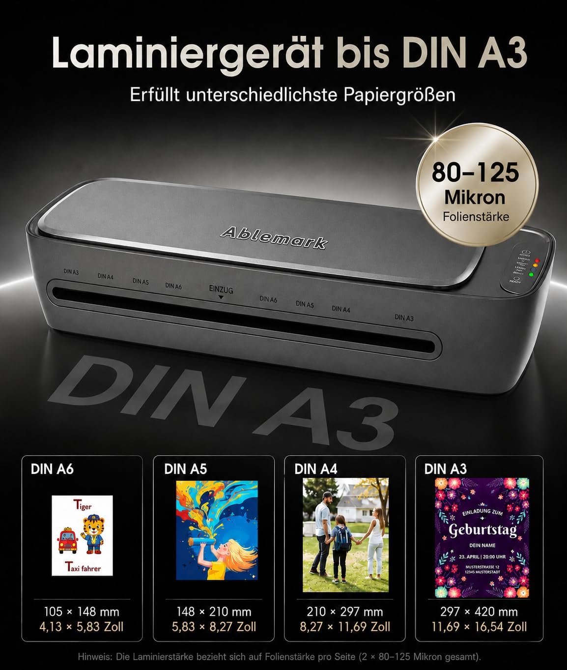 Thumbnail 6 de Ablemark Laminiergerät A3/A4 – 9-in-1 Laminiermaschine mit Heiß- und Kaltlaminierung