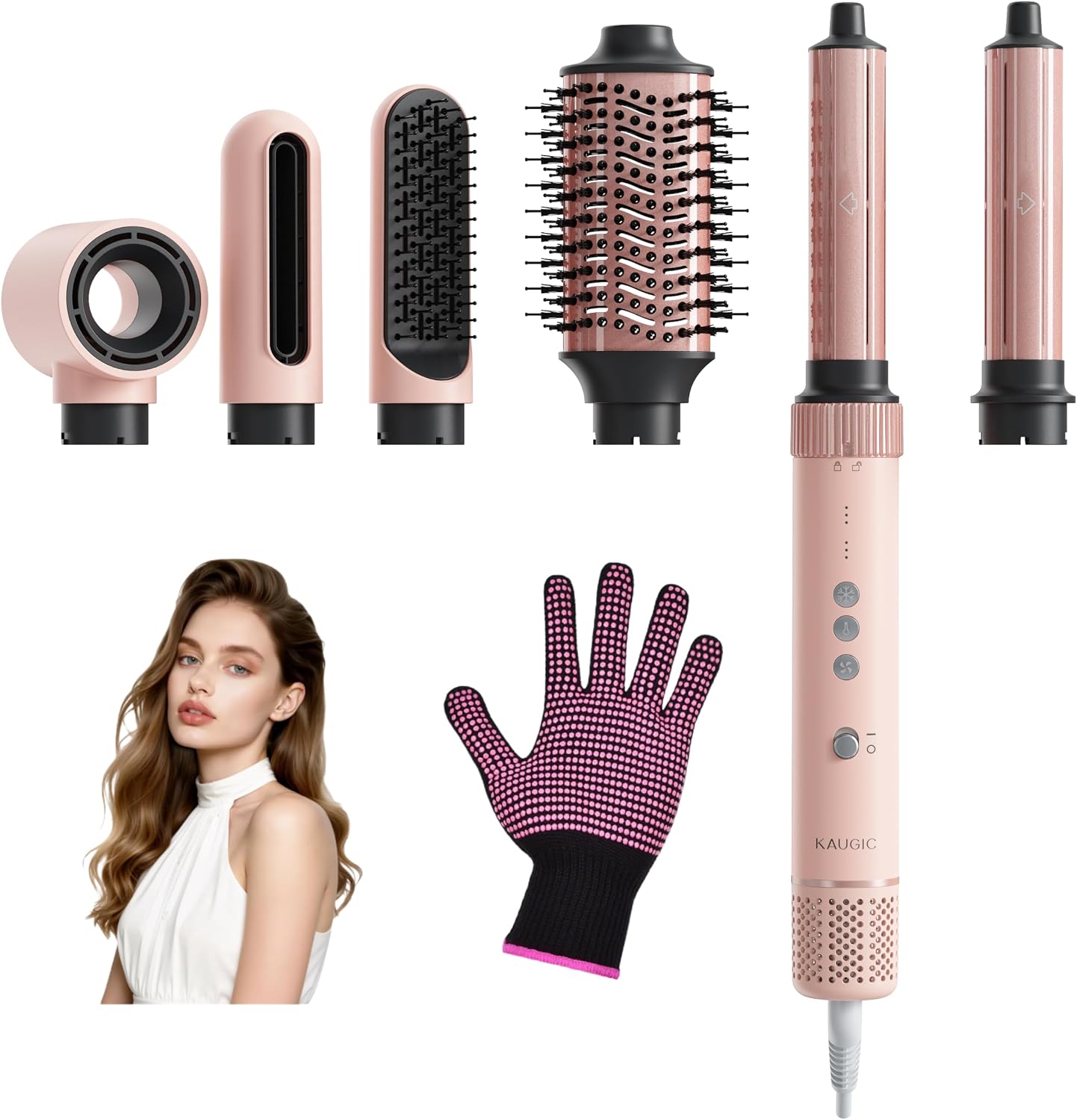 Detalle de KAUGIC 6-in-1 Hot Air Hairstyler Profi Rundbürstenföhn