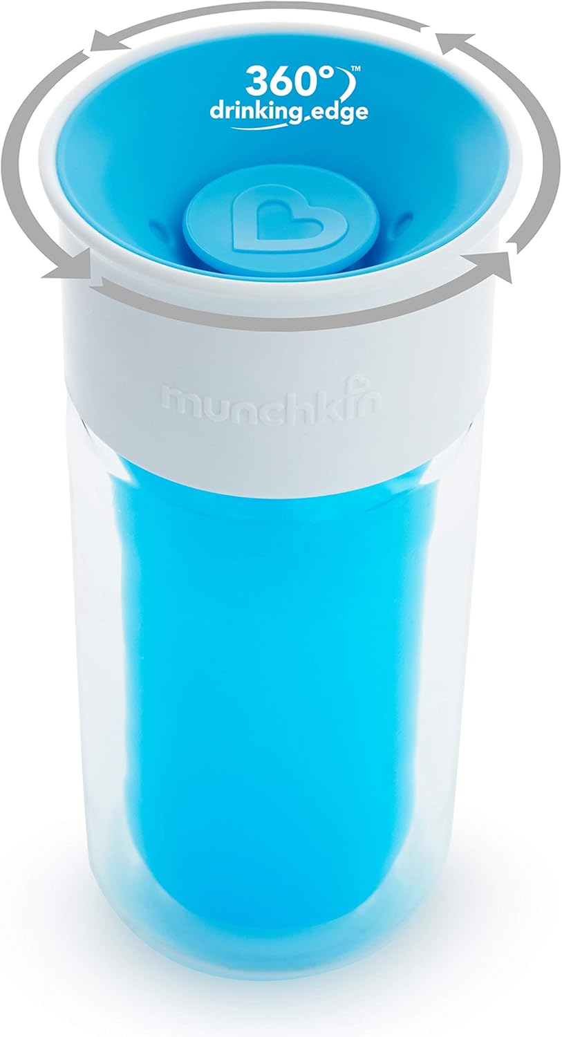 Thumbnail 2 de Munchkin Miracle 360 Insulated Sippy Cup (9oz/266ml) – Blue with Personalisation Stickers