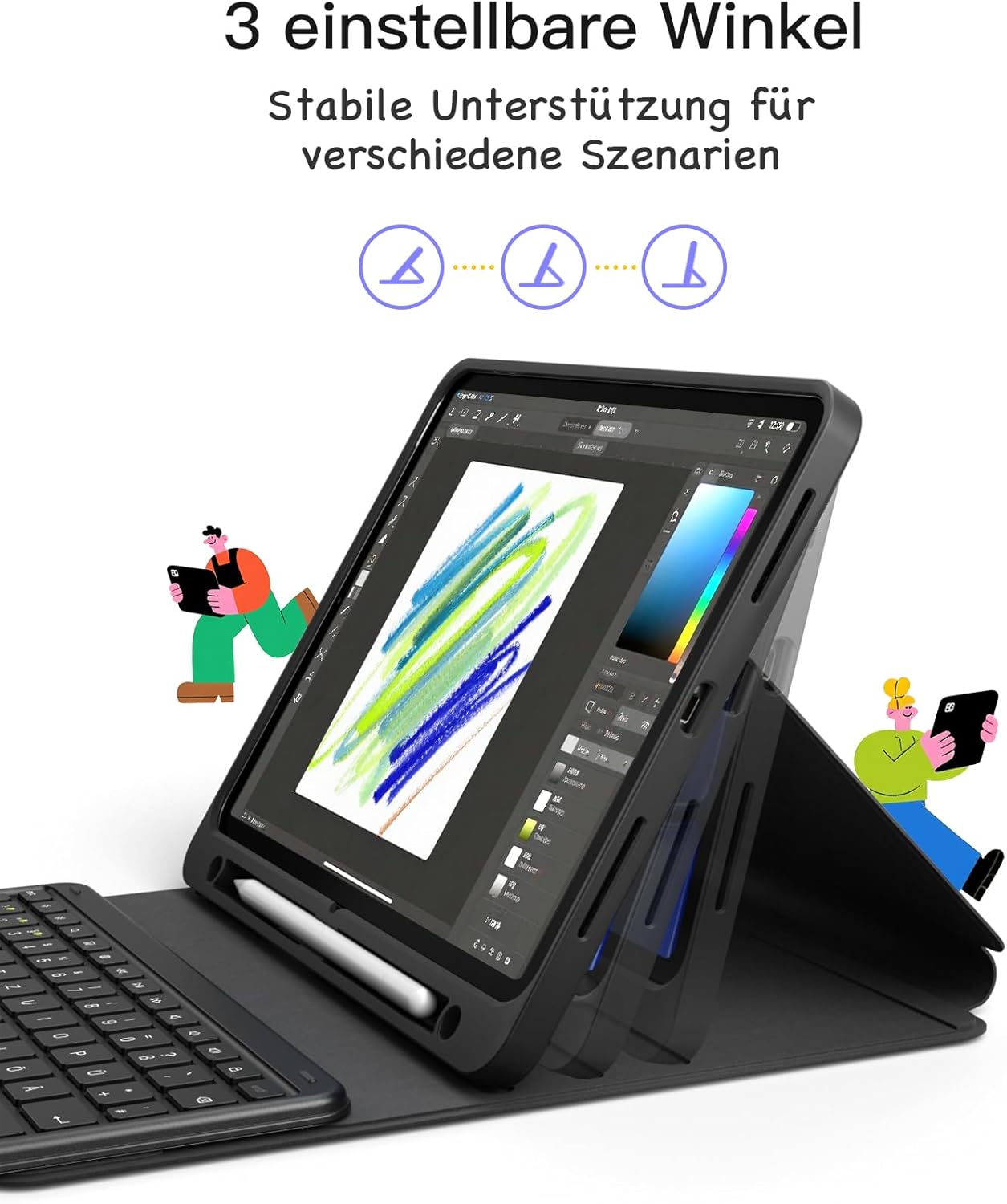 Detalle 2 de Inateck Classic N0001 iPad Hülle mit Tastatur 11"