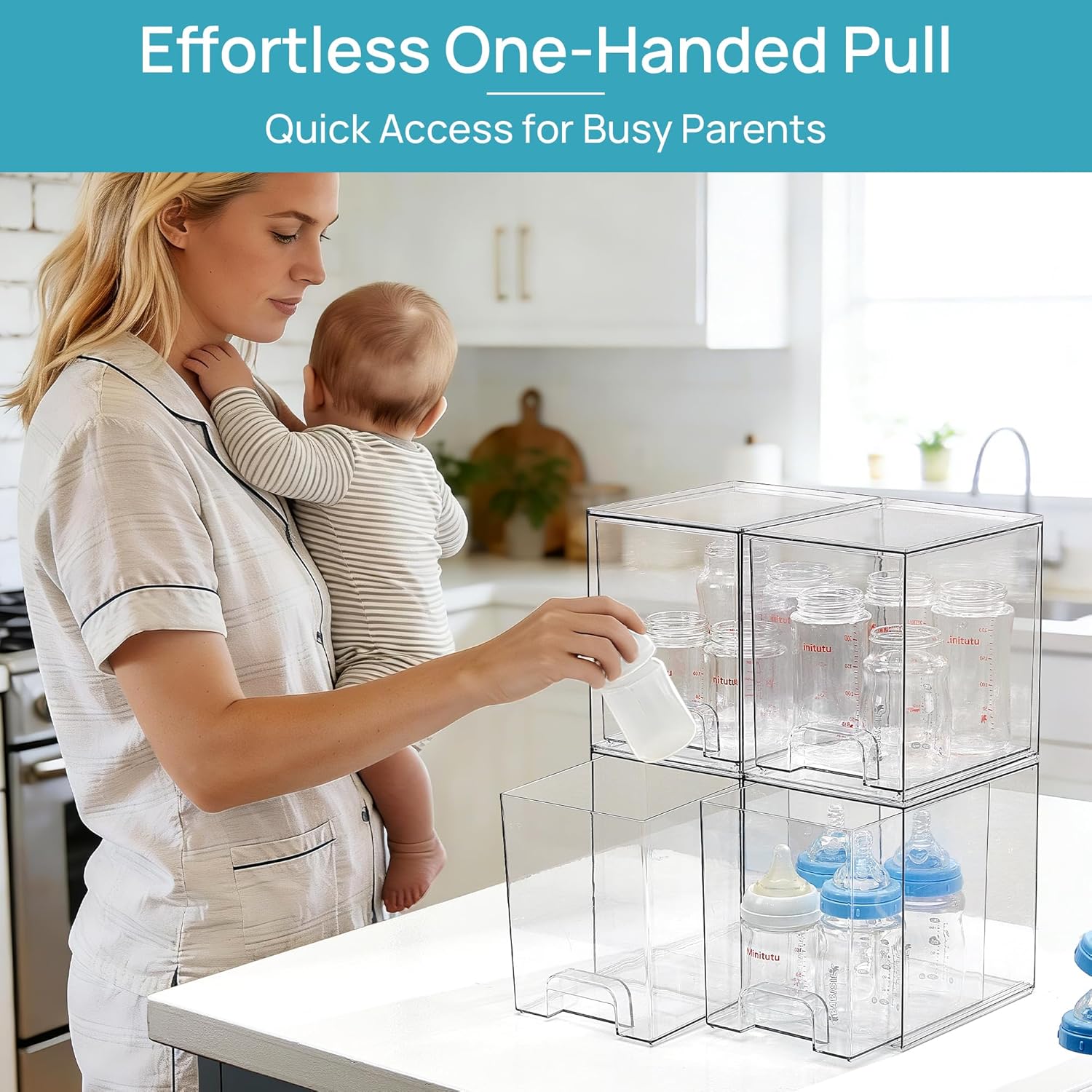 Thumbnail 4 de Vtopmart 7.6" Clear Stackable Storage Drawers 4 Pack
