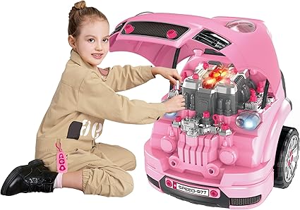 Detalle de HOMCOM Camión de Juguete para Niños +3 Años 🚗 61 Piezas Rosa