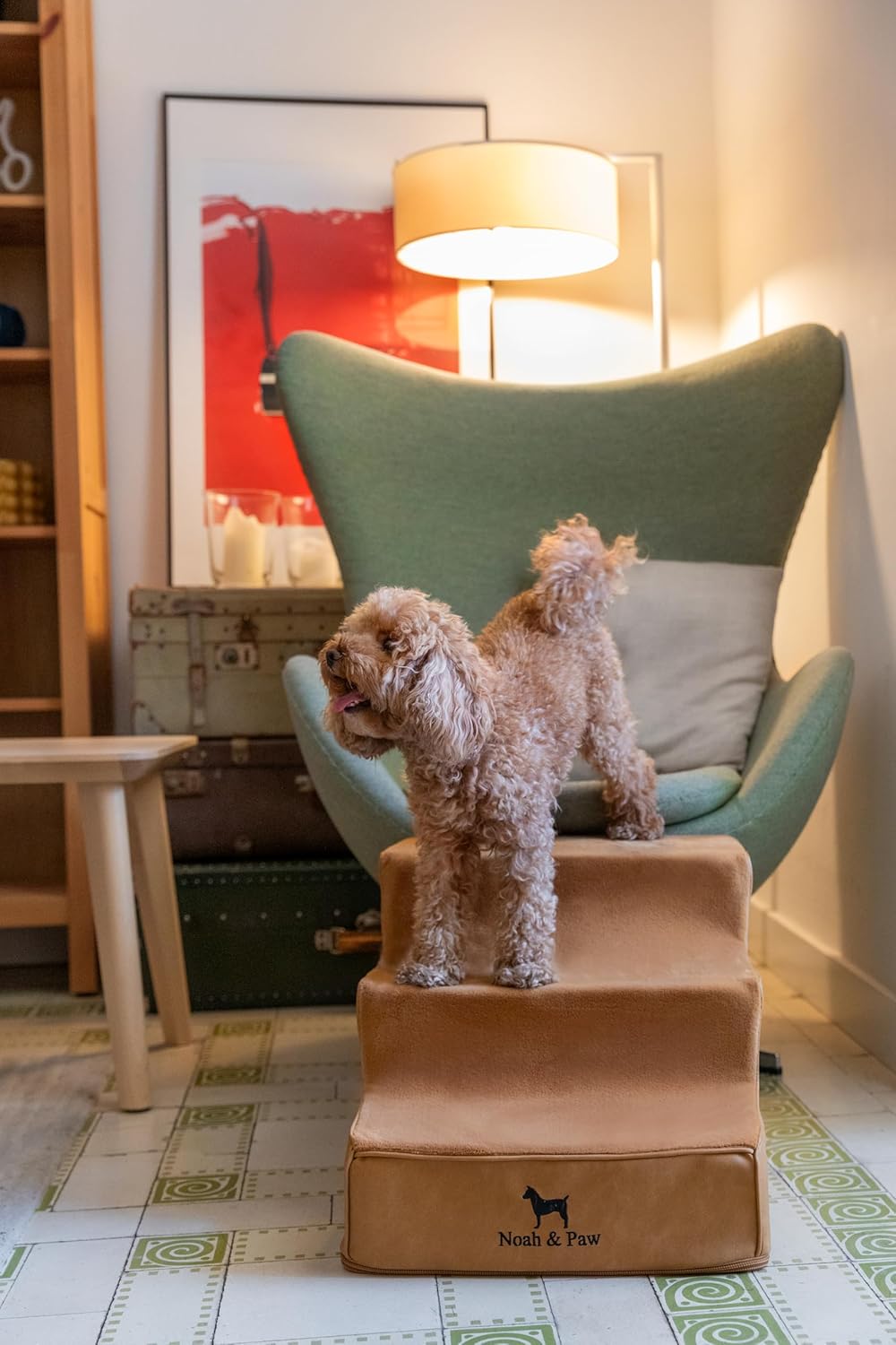 Thumbnail 2 de Noah & Paw Dog Stairs Leather Collection – 16" Extra Wide ramp for high beds (3 steps)