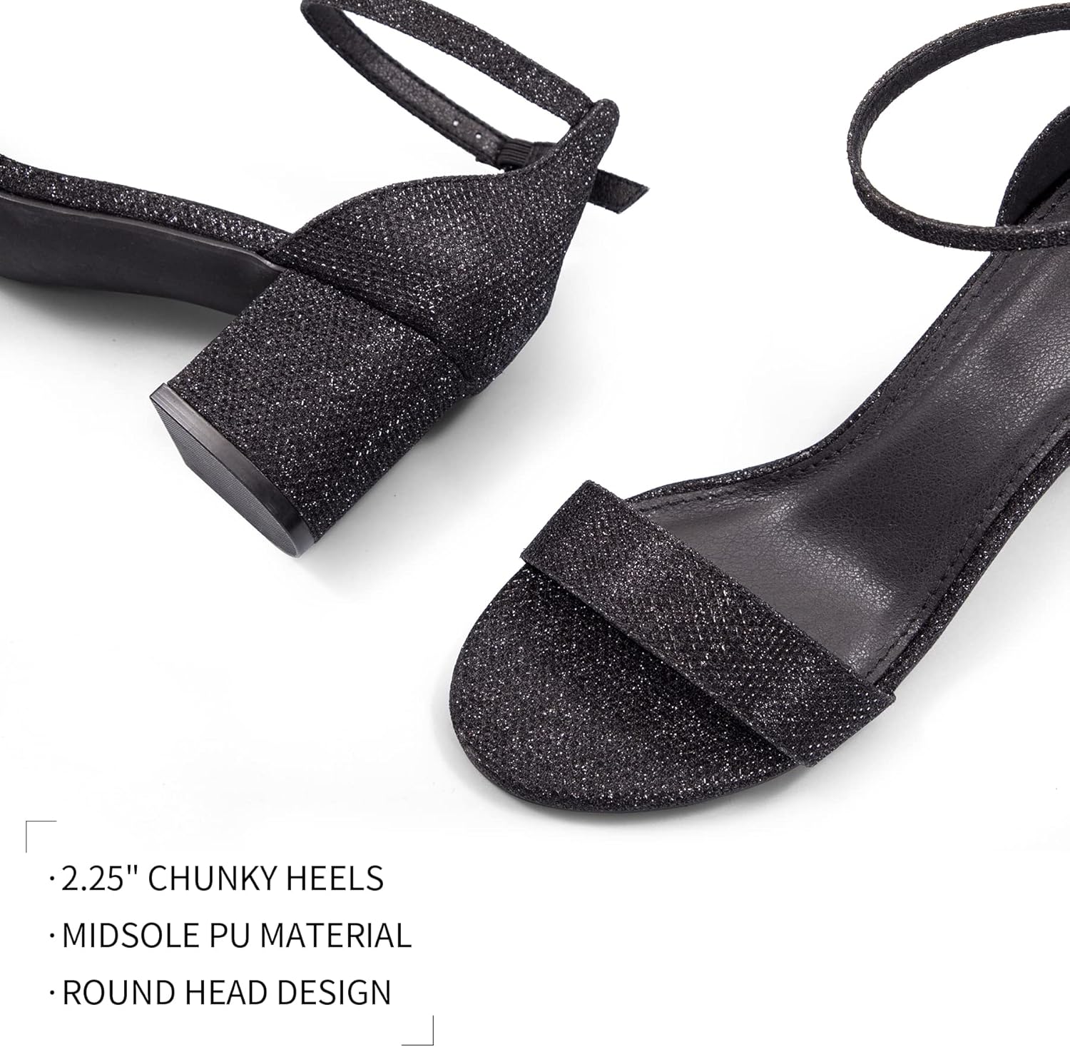 Thumbnail 3 de mysoft Women’s Chunky Low Heels Open Toe Block Heeled Ankle Strap Pump Wedding Sandals