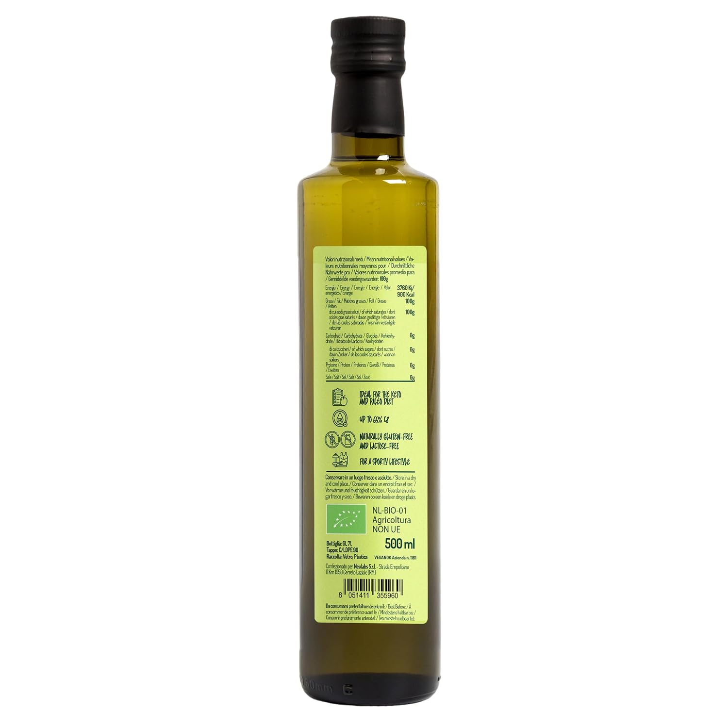 Detalle 2 de MCT Öl Bio – 500ml, kaltgepresst aus Kokosnuss, C8/C10, vegan & glutenfrei