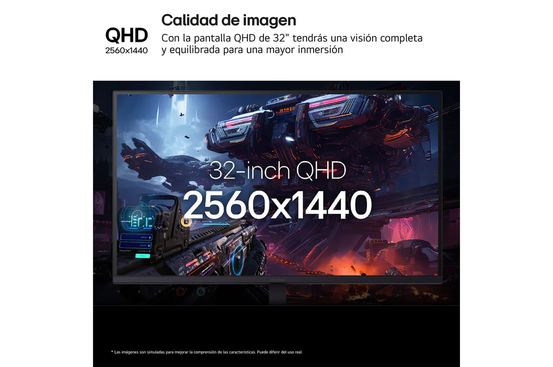 Detalle de LG UltraGear 32G620B-B, monitor gaming de 32", QHD, 200 Hz y 1 ms