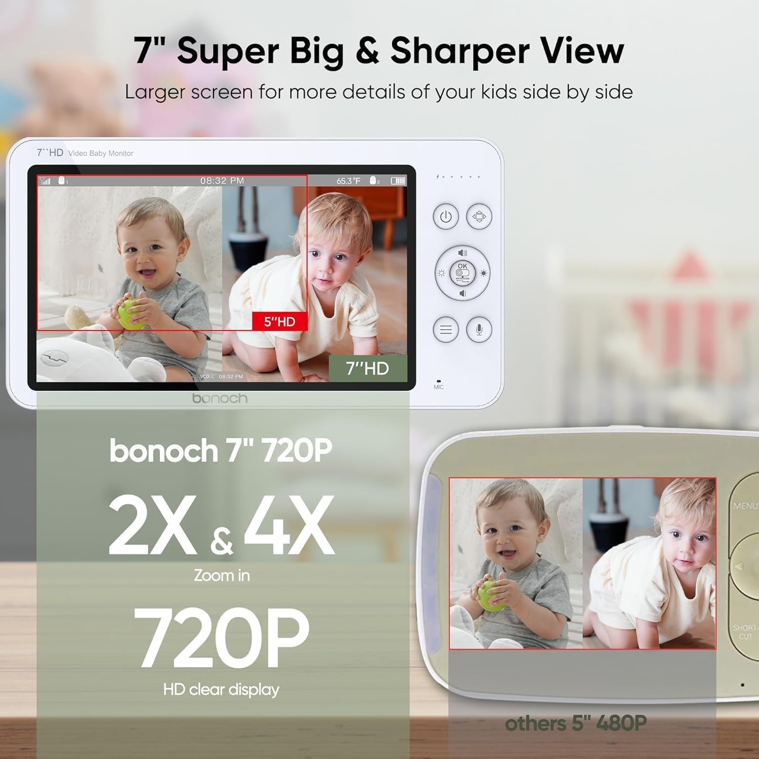 Thumbnail 1 de bonoch Baby Monitor 7" 720P with 2 cameras