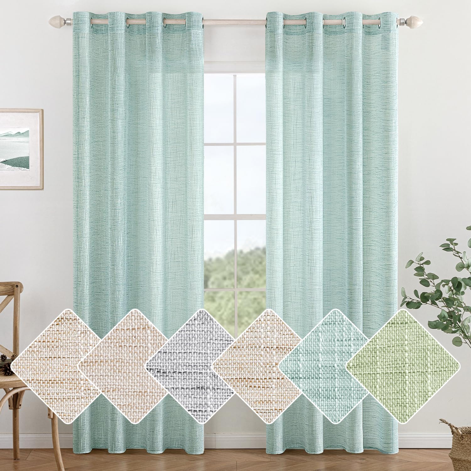 Detalle de MIULEE Vorhang 140x145 cm Leinenoptik