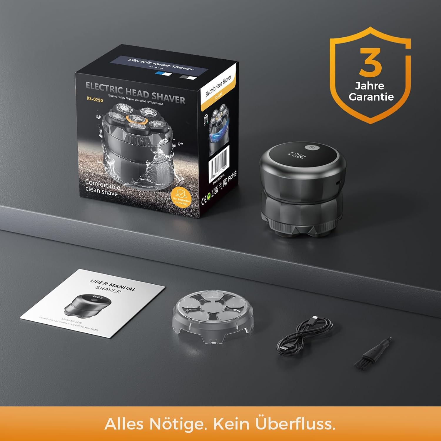 Thumbnail 6 de Qhot Glatzen Rasierer Herren – elektrischer Kopfrasierer mit 120-Min-Akku, 6D-Schwimmkopf & LED-Display