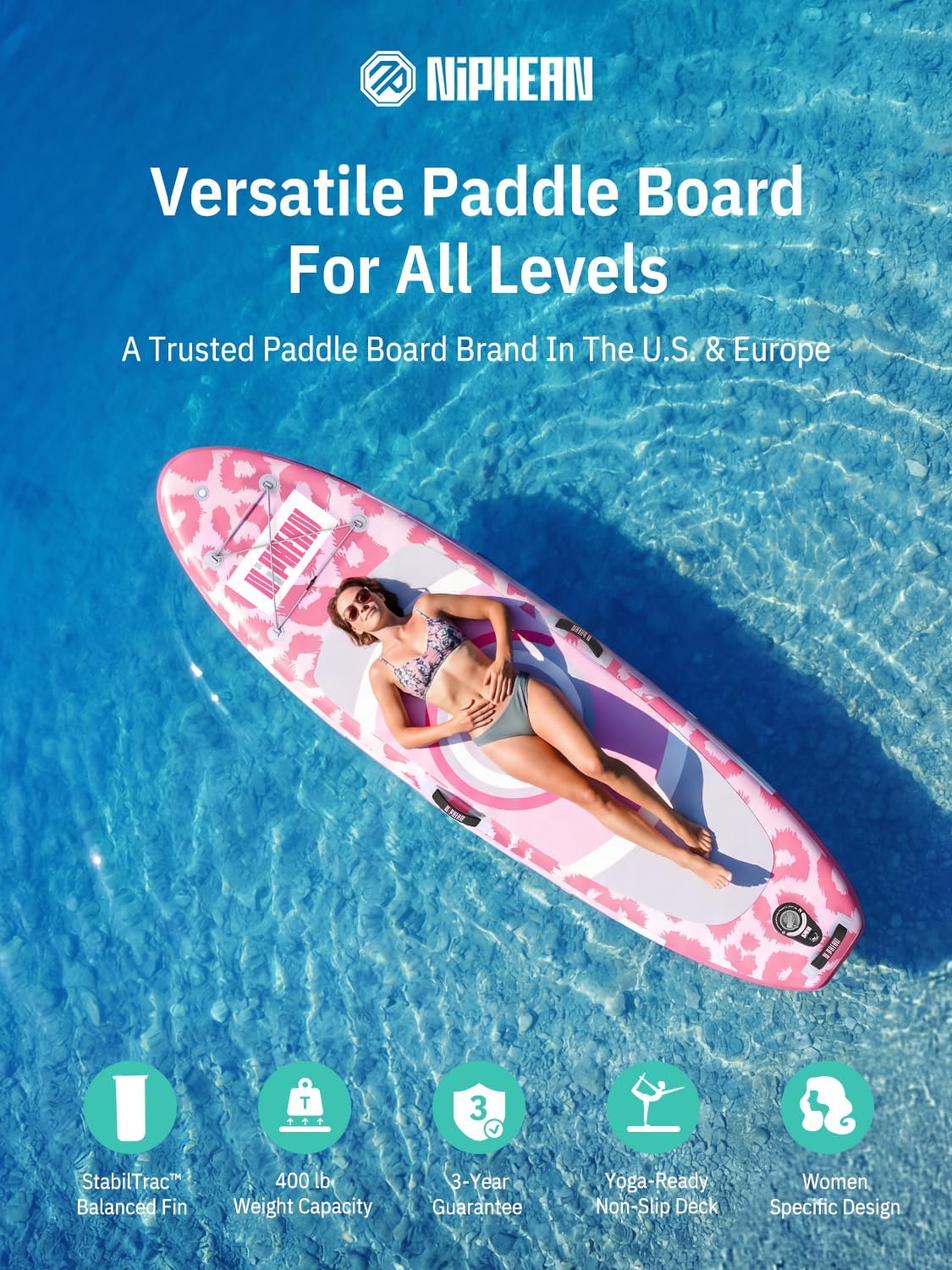 Detalle de Niphean Ultra-Light Inflatable Paddle Board (10') with StabilTrac Fin and All-in-One Accessories