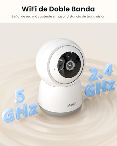 Detalle de ieGeek Cámara WiFi 2K Interior 360° PTZ con Audio y Alarma (2 Pack)