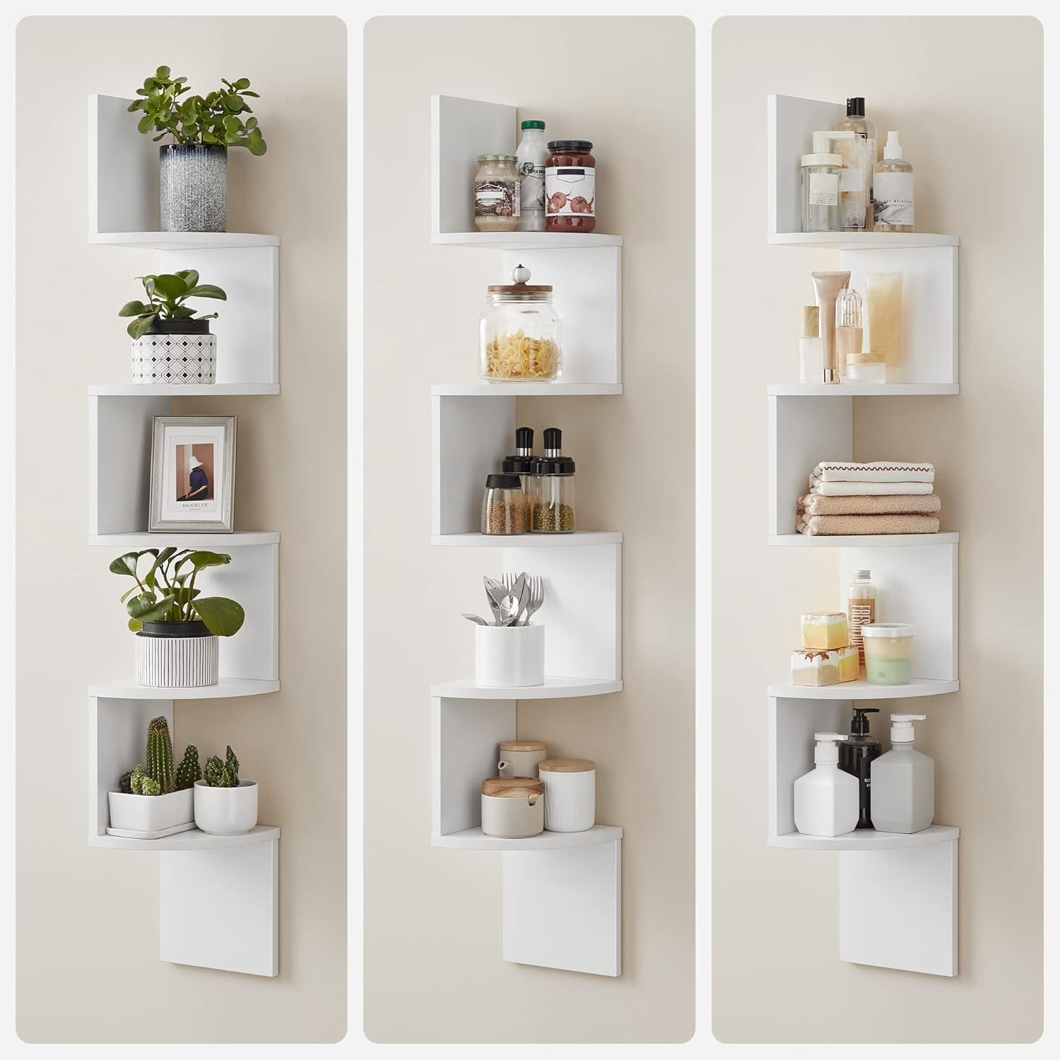 Thumbnail 6 de VASAGLE LBC72WT 5-tier corner shelf for decor