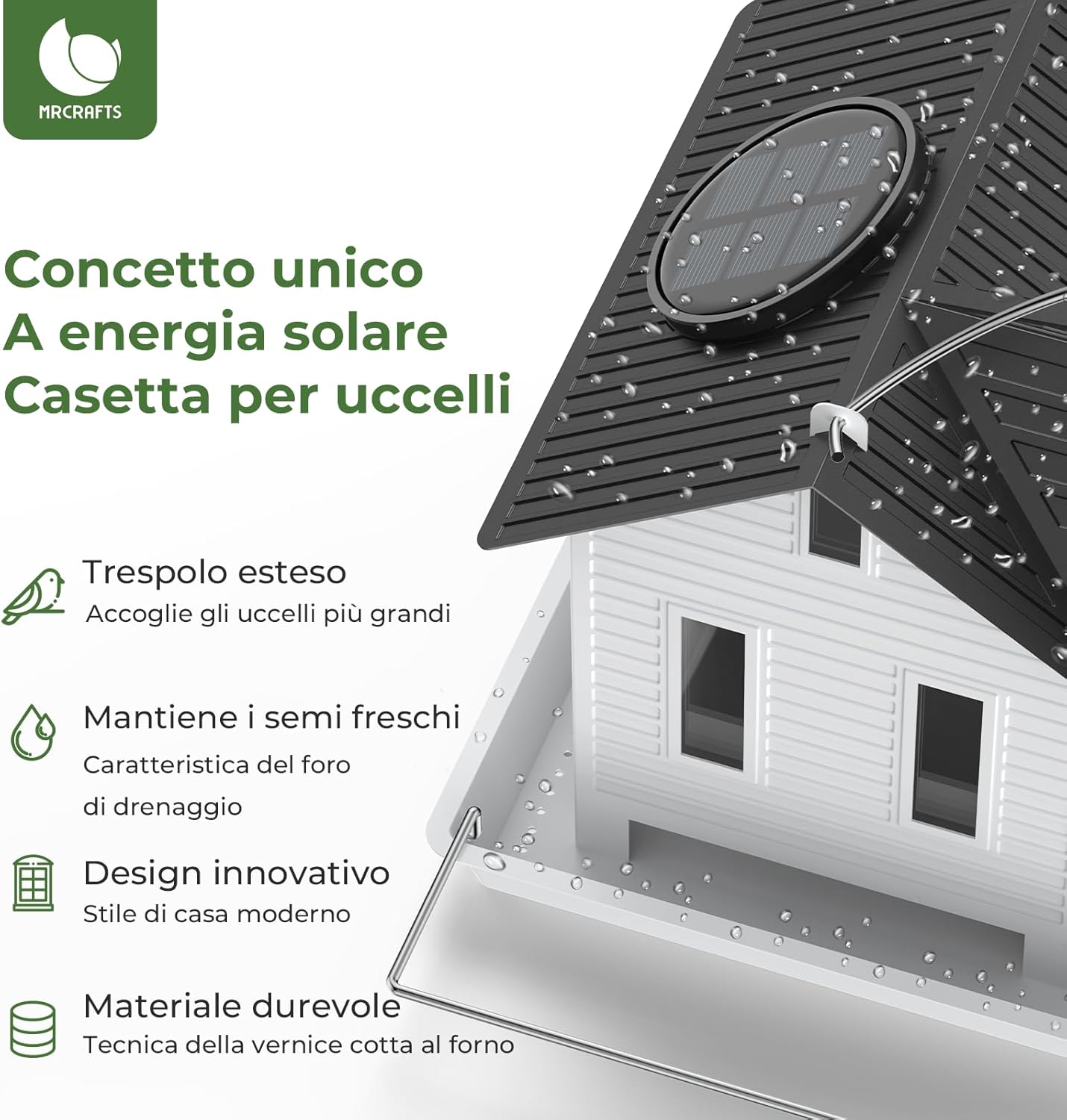 Detalle 1 de MRCRAFTS Mangiatoia per Uccelli Esterno 2 scomparti