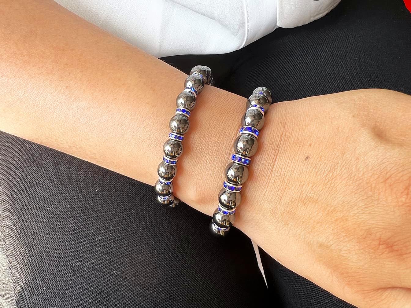 Detalle 2 de Apocalyptic-K Magnetic Hematite Bracelet, 6/8/10mm with Rhinestones