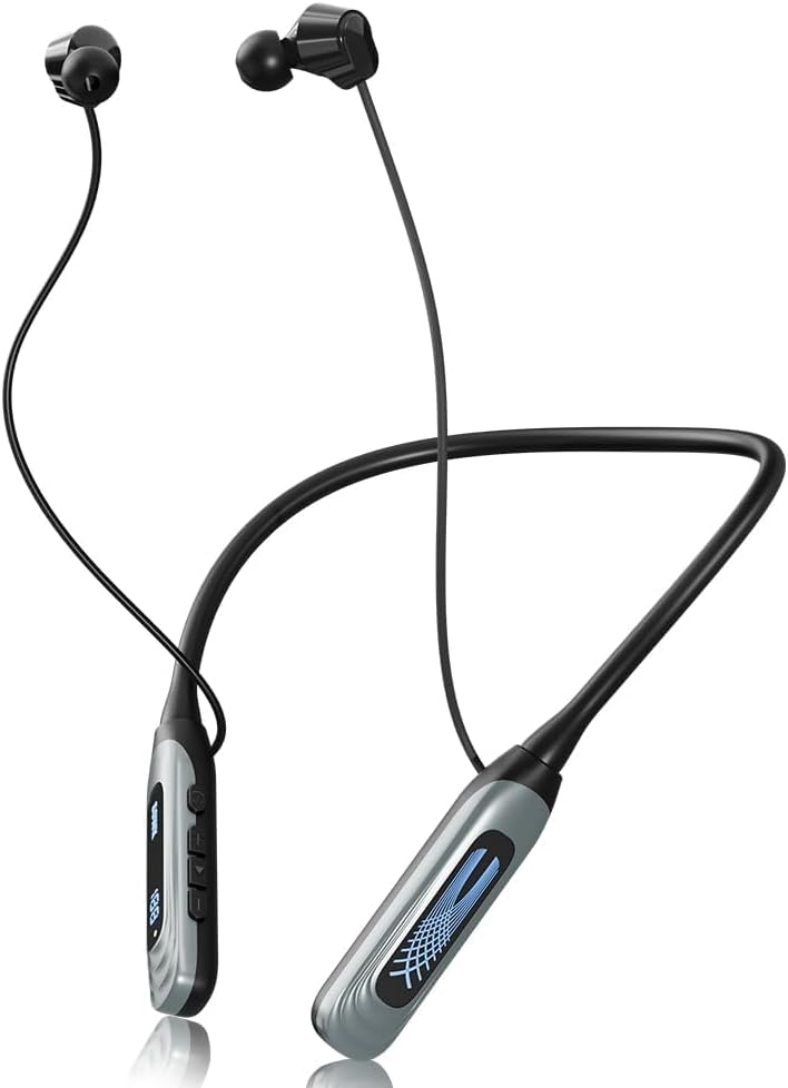 Detalle de Caijin Cuffie Bluetooth sportive a collo con cavo e archett o: suono, comfort e resistenza IPX6