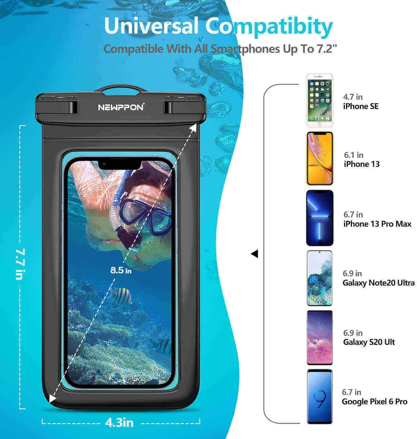 Detalle de Newppon 8.5" Waterproof Phone Pouch 4-Pack
