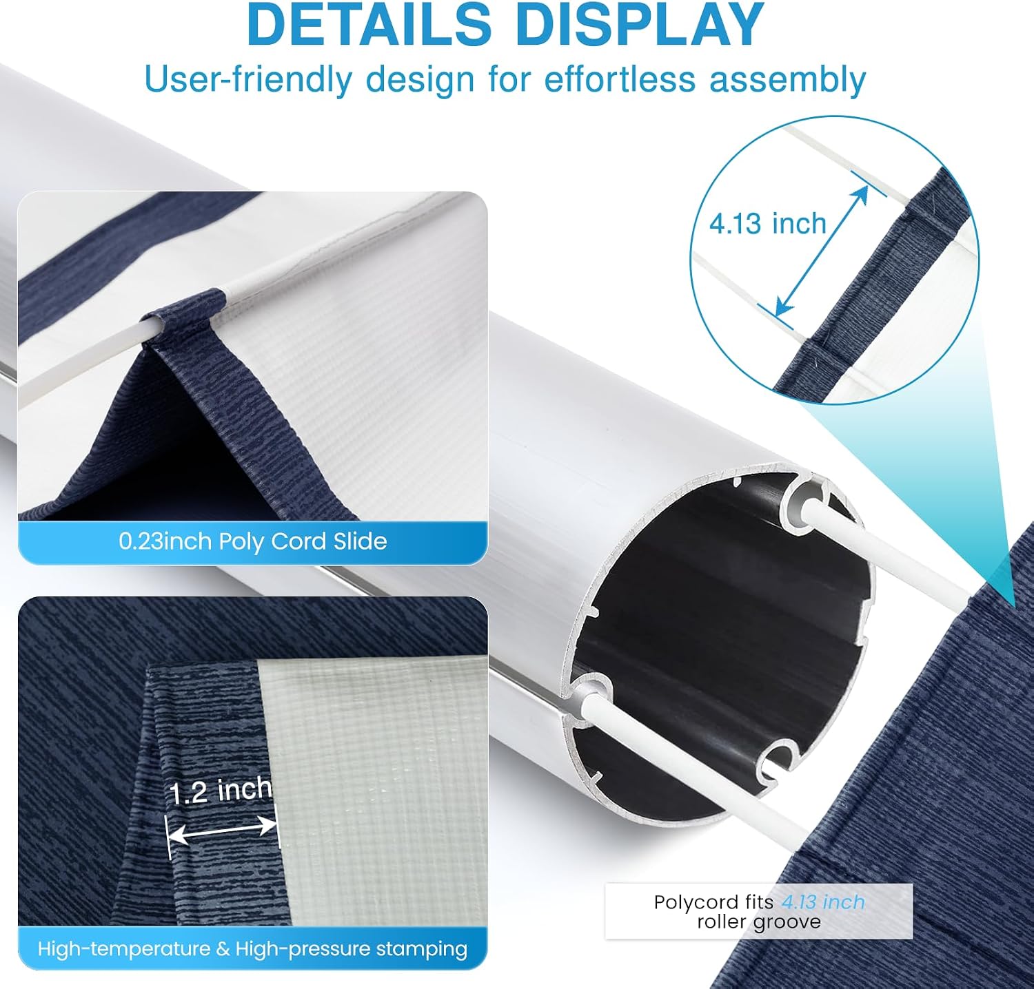 Thumbnail 5 de AlphabetAcre Heavy-Duty 20ft RV Awning Replacement Fabric — Ombré Blue