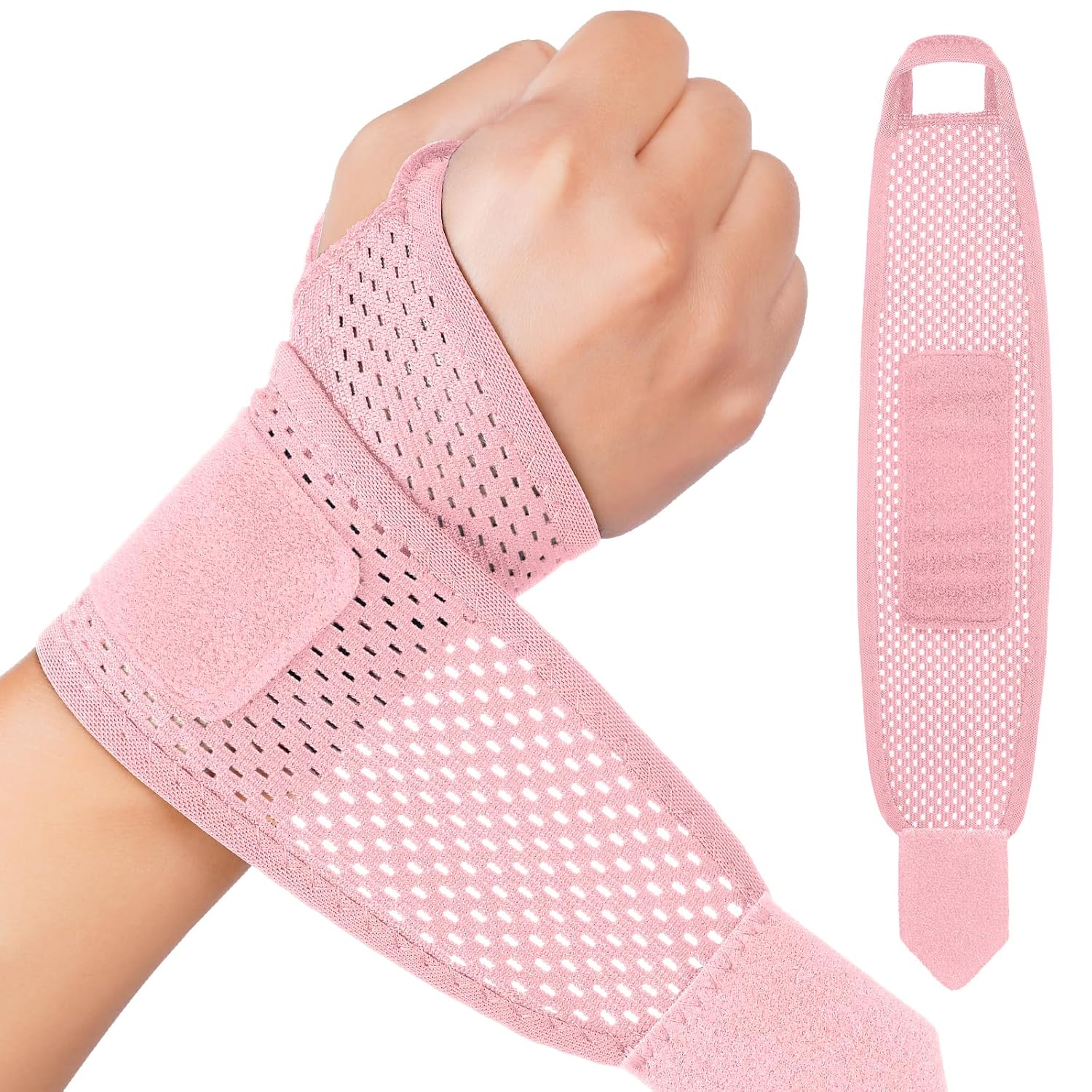 Detalle de Beugo 5370279 handledsstöd – justerbart stöd i rosa med ventilerande mesh
