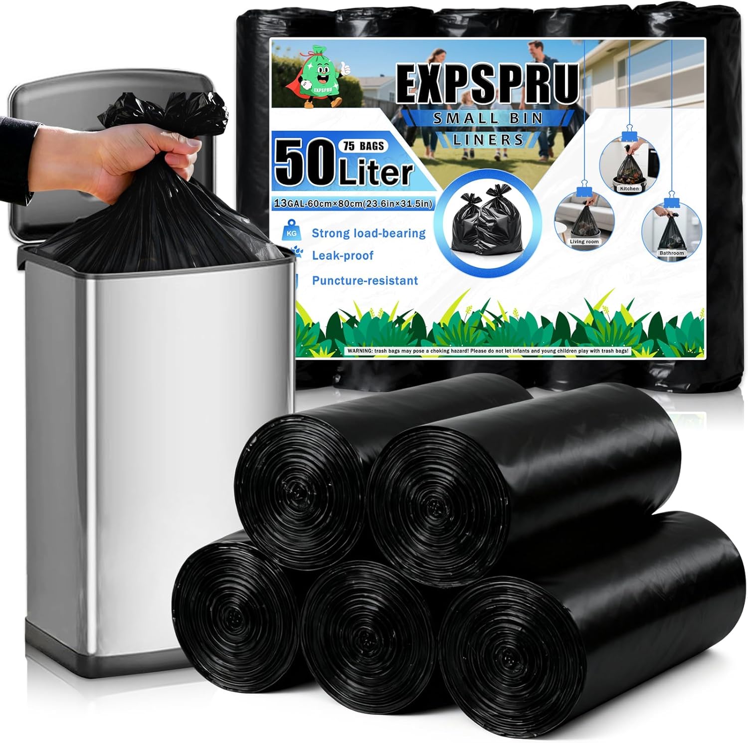 Detalle de EXPSPRU 50L Bin Liners 75 Pack
