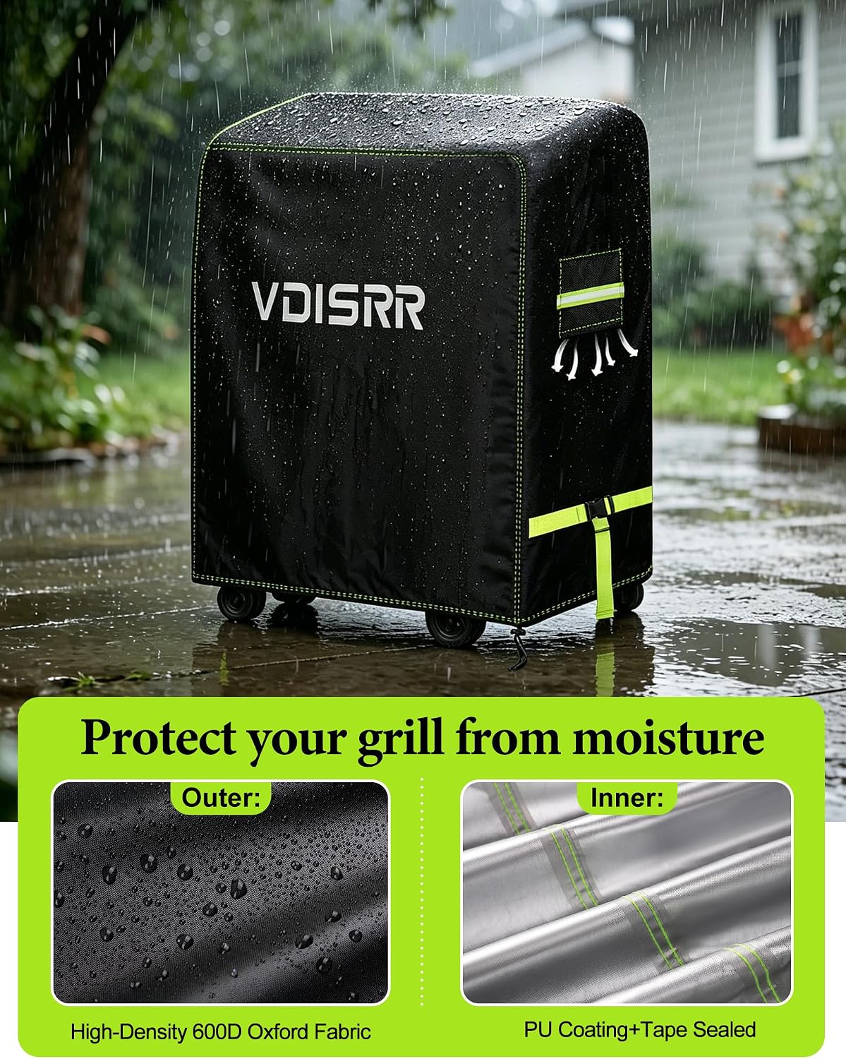 Detalle de VDISRR Copertura Barbecue da Esterno 90x70x110 cm – Oxford 600D, Impermeabile, Antivento
